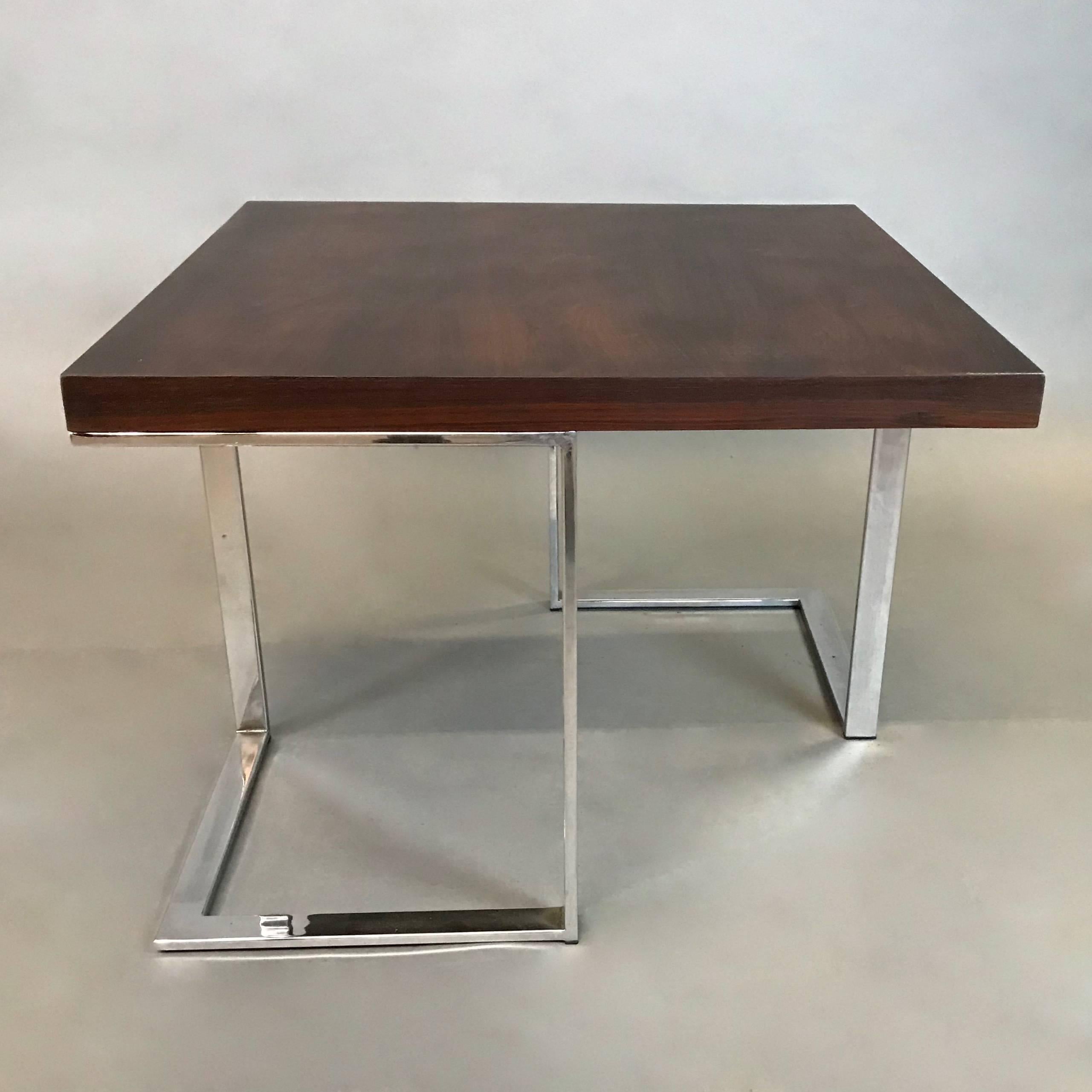 Mid-Century Modern Modernist Rosewood and Chrome Coffee or Side Table For Sale
