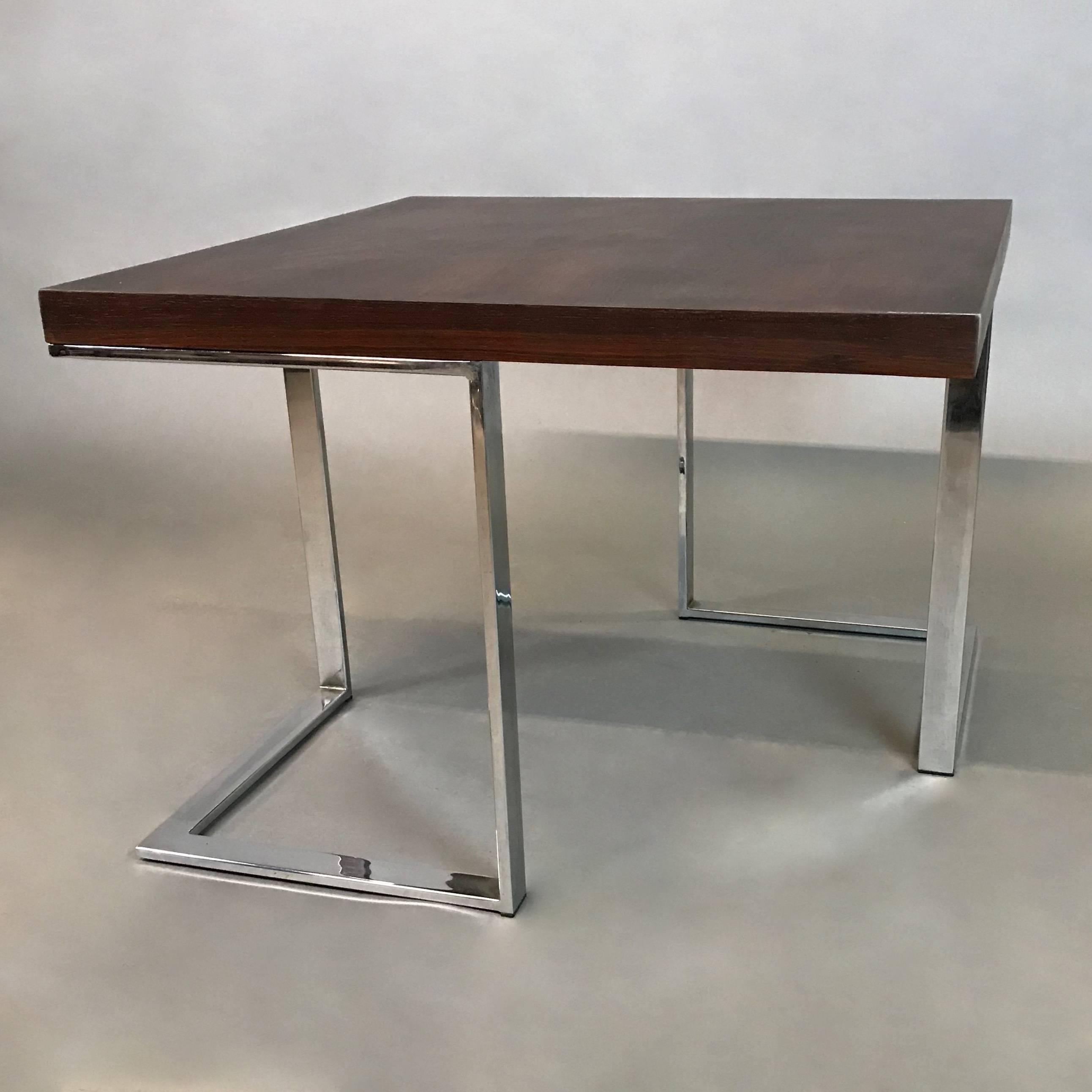 American Modernist Rosewood and Chrome Coffee or Side Table For Sale