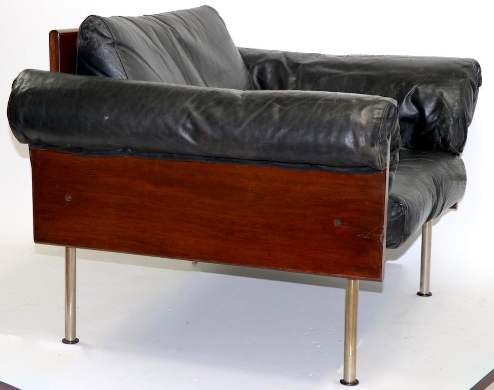 Modernistischer Loungesessel aus Palisanderholz und Leder im Angebot 11