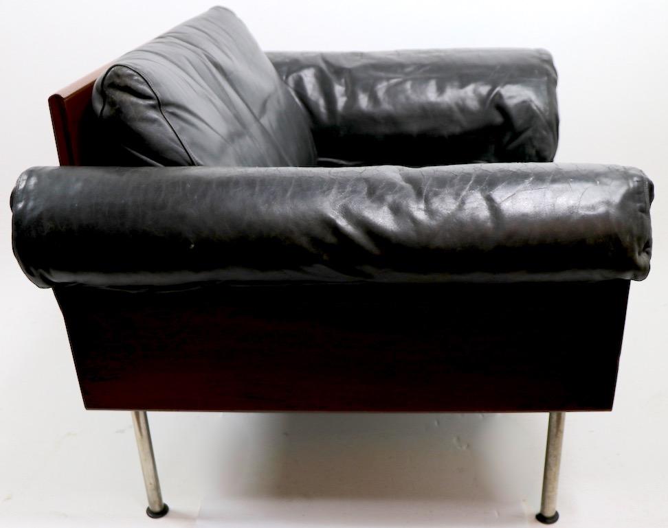 Modernistischer Loungesessel aus Palisanderholz und Leder im Angebot 12
