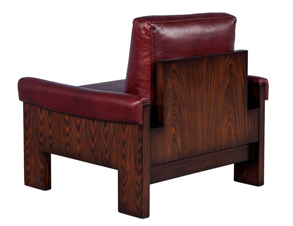 American Modernist Rosewood and Red Leather Lounge Chair