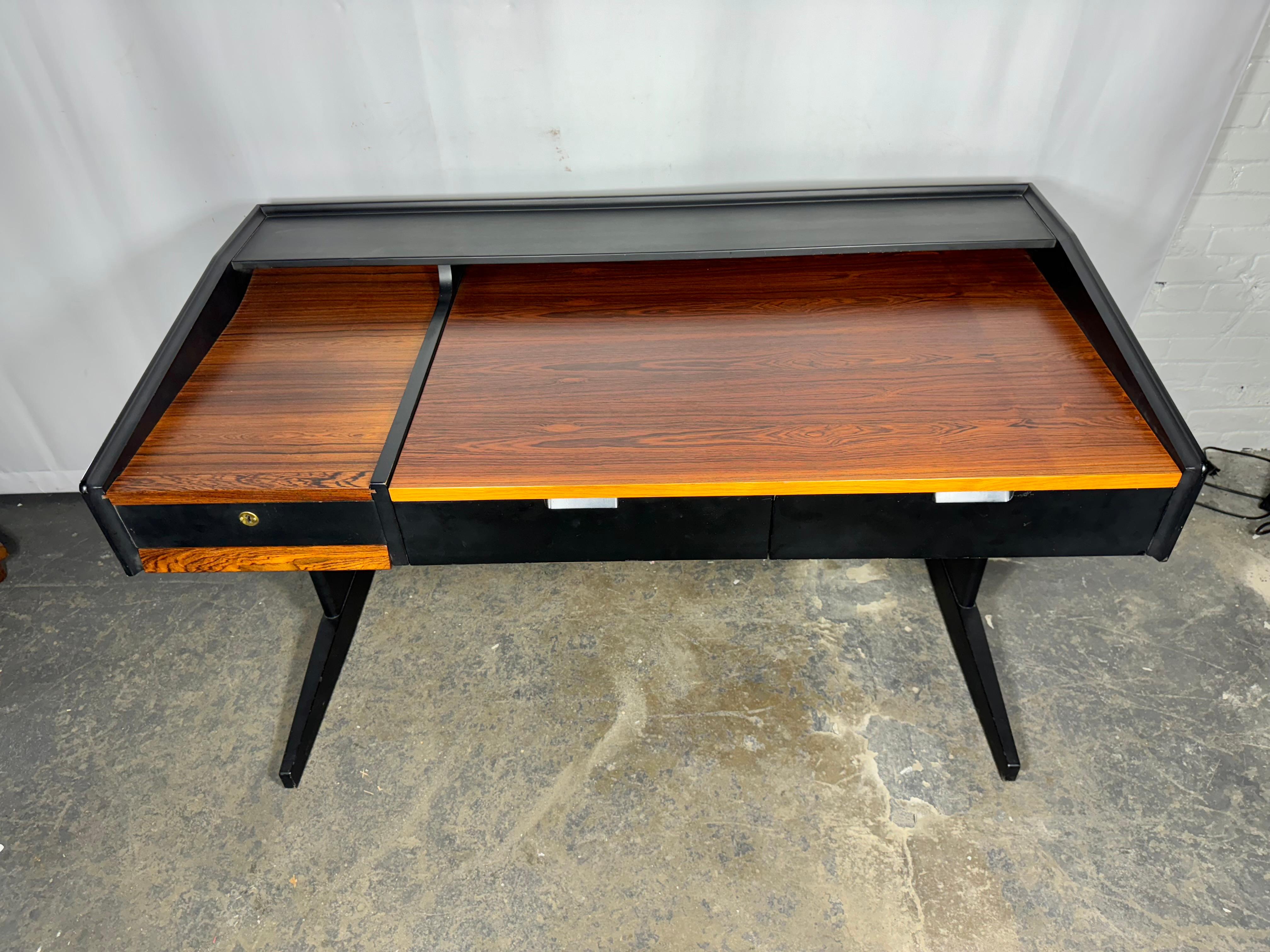 Modernist Rosewood & Black Lacquer Desk manner or DUNBAR / Wormley 2