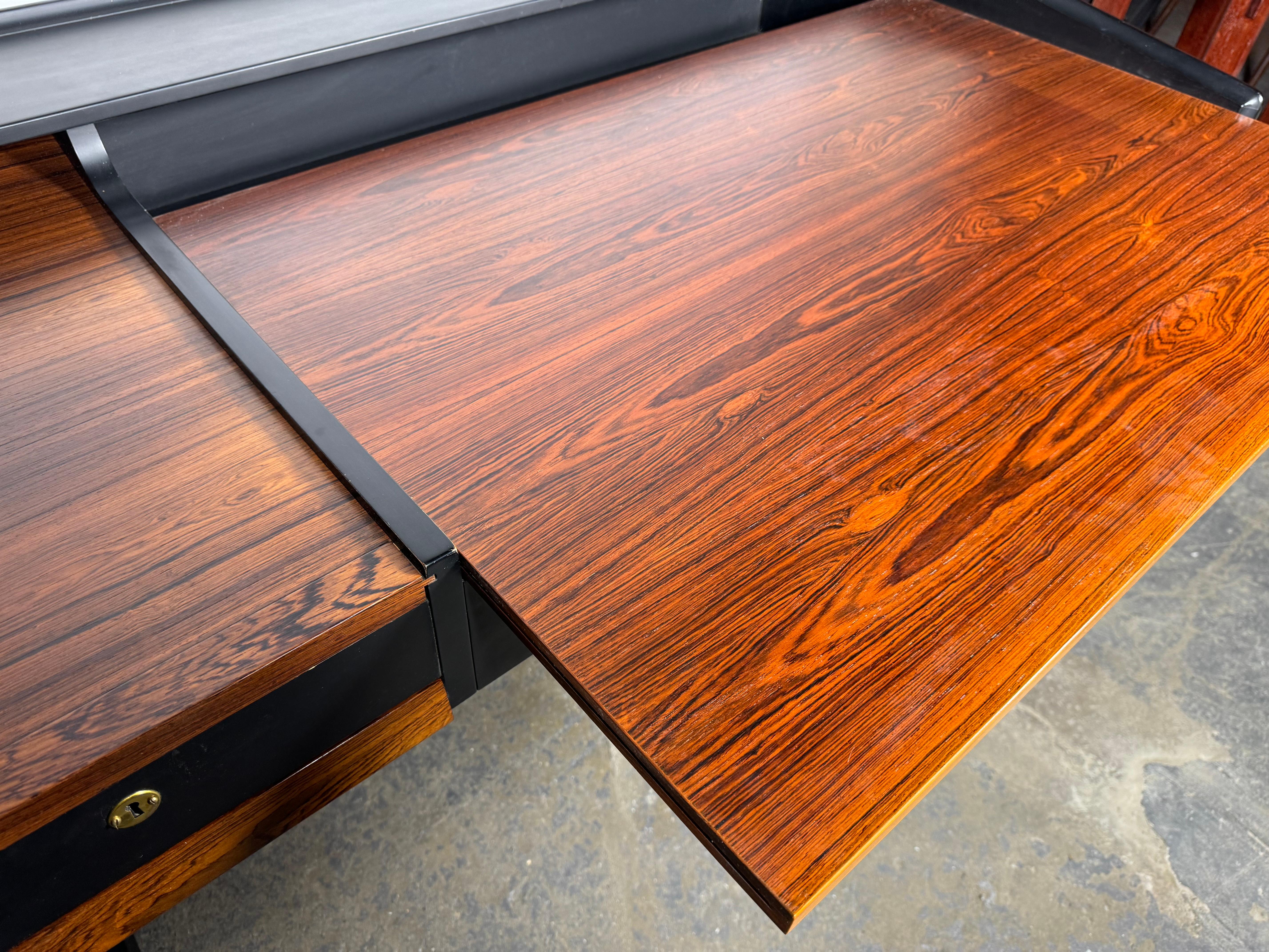 Wood Modernist Rosewood & Black Lacquer Desk manner or DUNBAR / Wormley