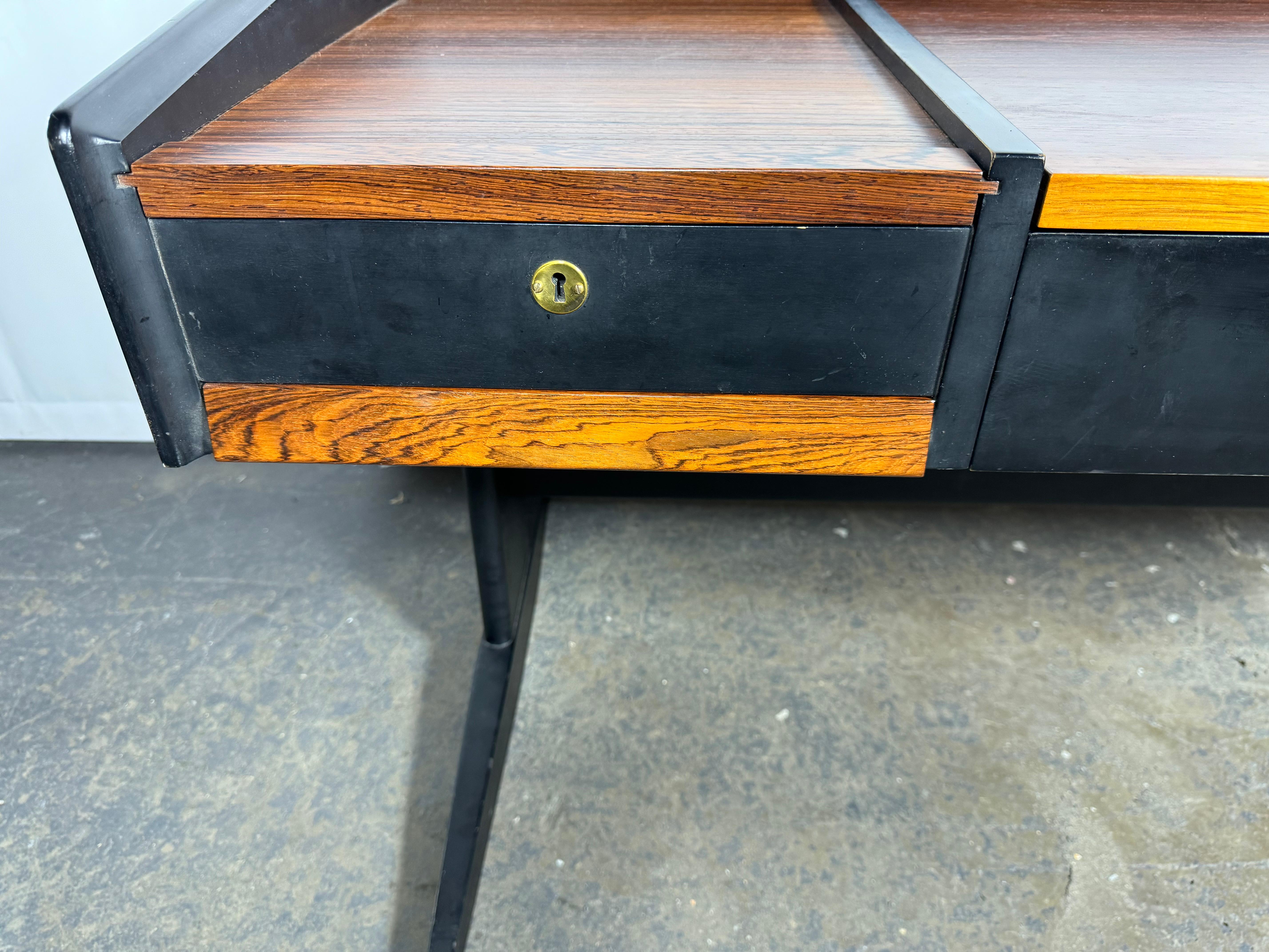 Modernist Rosewood & Black Lacquer Desk manner or DUNBAR / Wormley 1