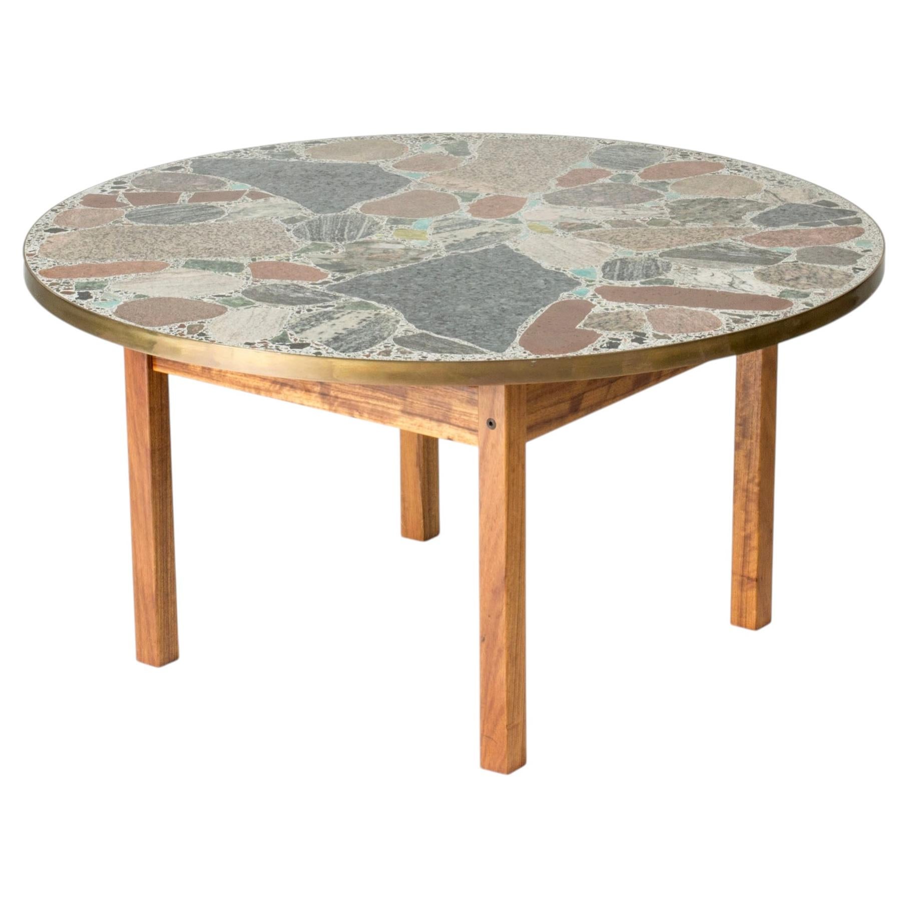 Modernist Rosewood Coffee Table with Stone Top by Erling Viksjø, Norway, 1960s