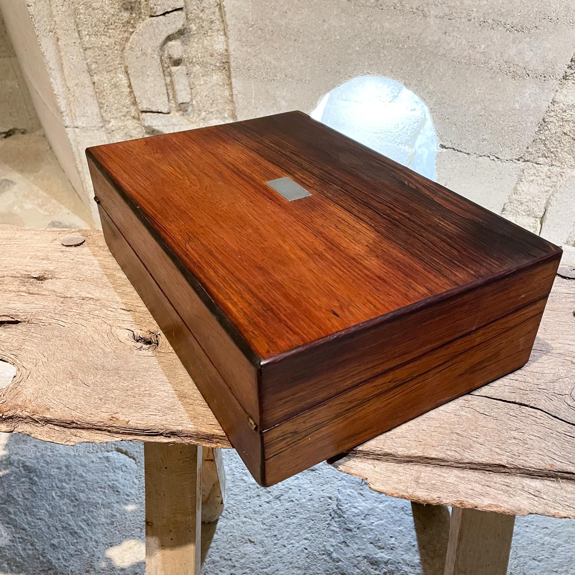 Mid-Century Modern Modernist Rosewood Jewelry Box with Lock and Key Gentleman's Safe Valet, 1970s