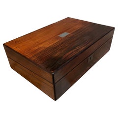 Vintage Modernist Rosewood Jewelry Box with Lock and Key Gentleman's Safe Valet, 1970s