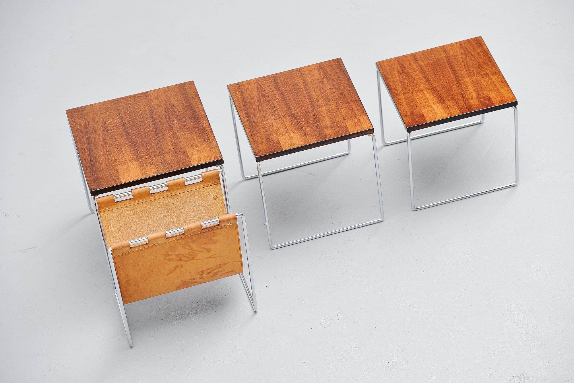 Dutch Modernist Rosewood Nesting Table Set Holland, 1960