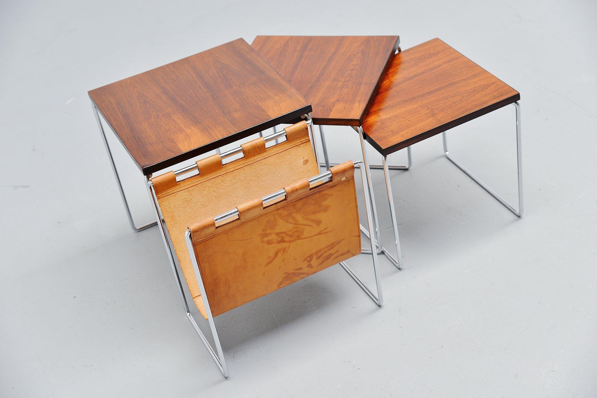 Modernist Rosewood Nesting Table Set Holland, 1960 In Good Condition In Roosendaal, Noord Brabant
