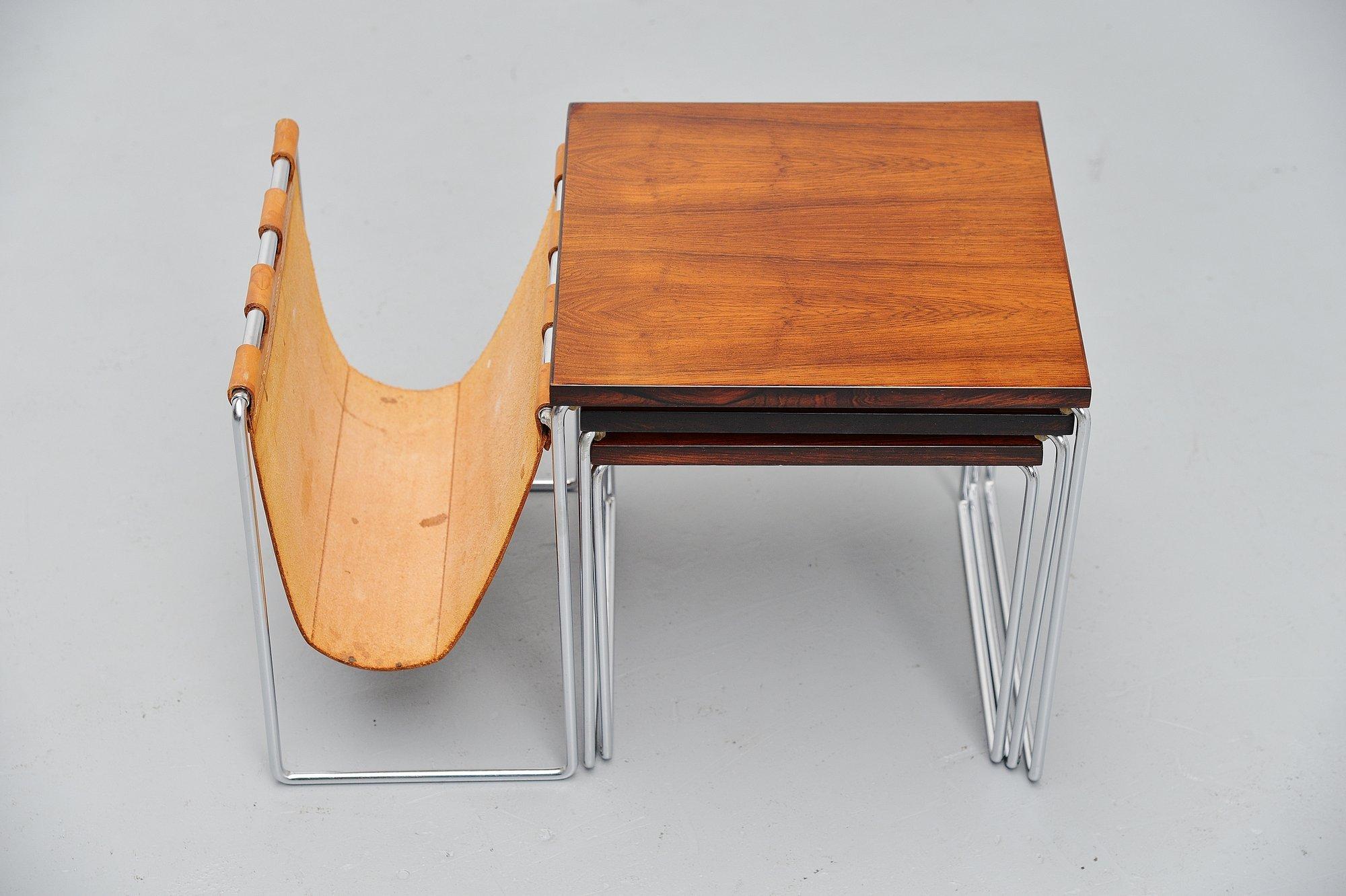 Mid-20th Century Modernist Rosewood Nesting Table Set Holland, 1960