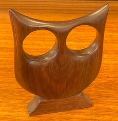 Modernist Rosewood Owl Sculpture