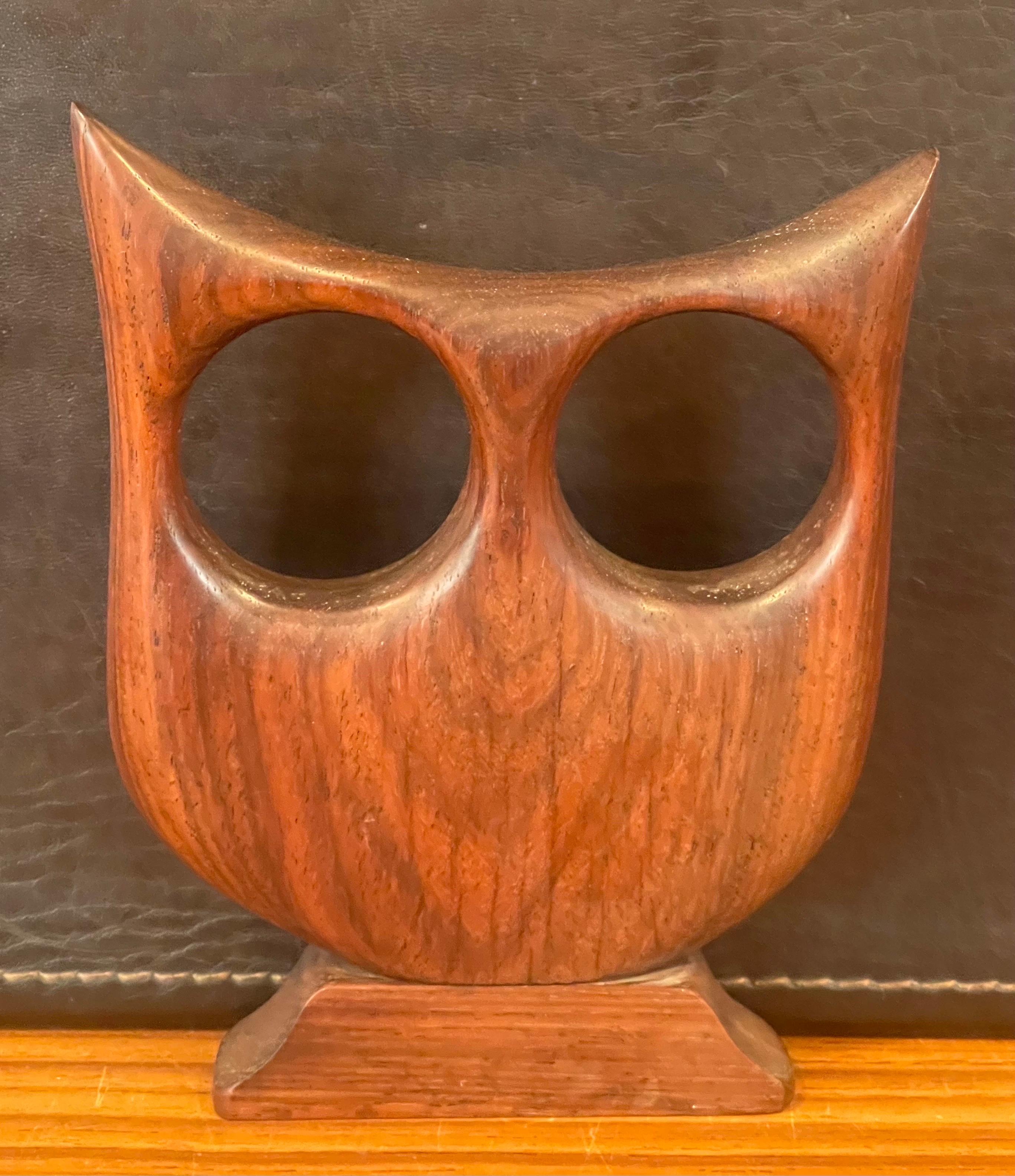 20th Century Modernist Rosewood Owl Sculpture For Sale