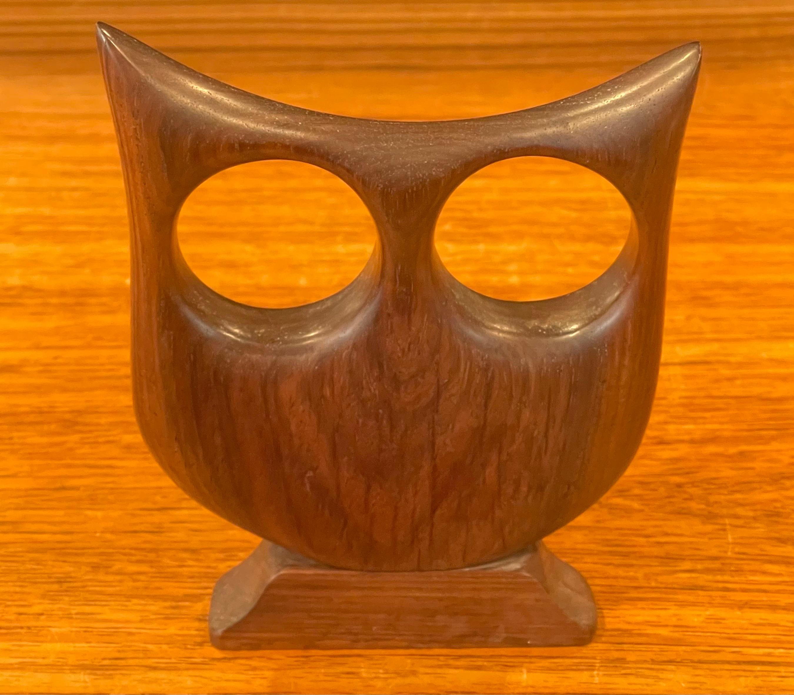 Modernist Rosewood Owl Sculpture For Sale 2