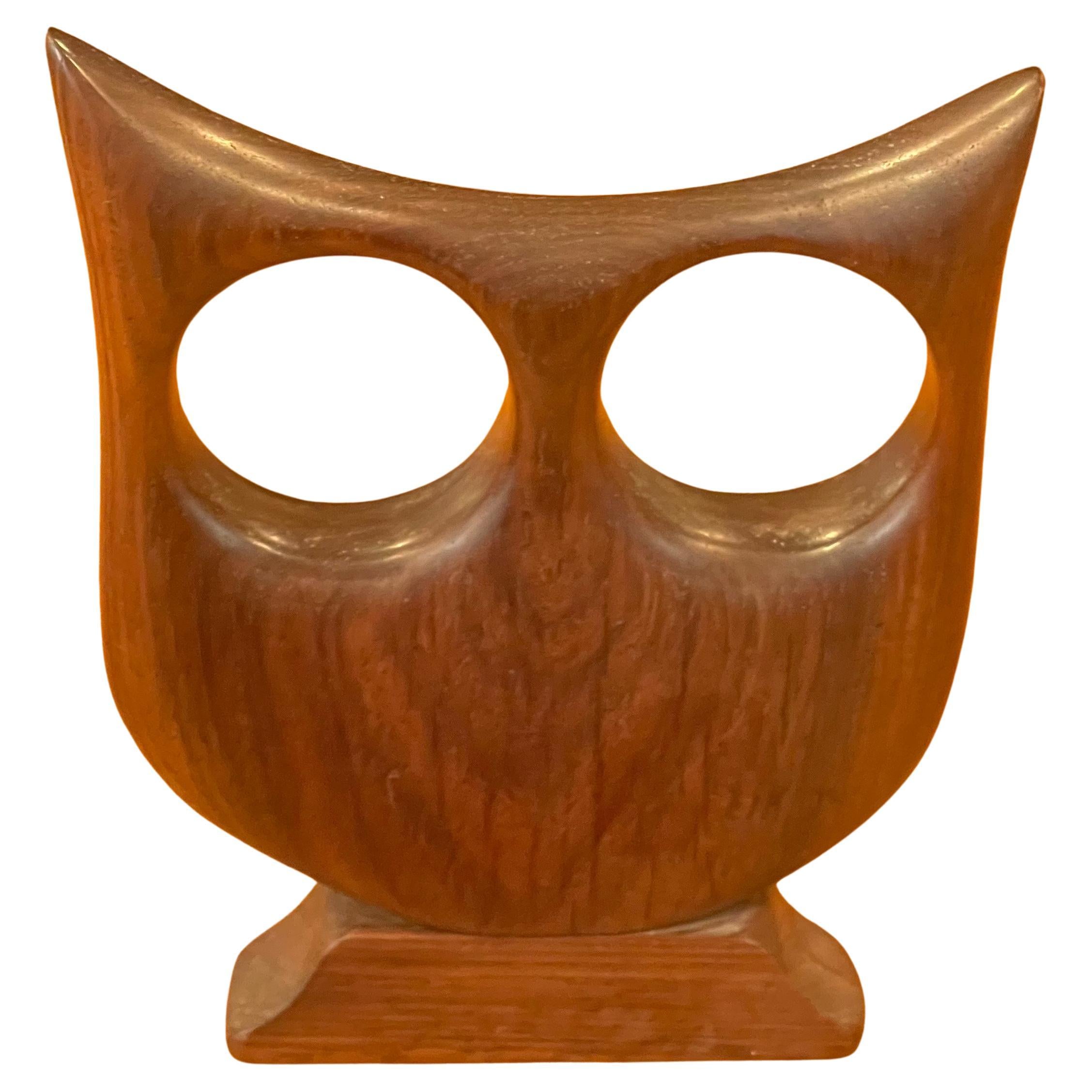Modernist Rosewood Owl Sculpture