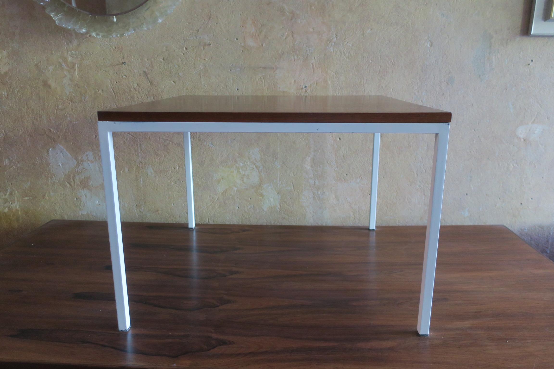 Modernist Rosewood Square Coffee Table with Metal Legs 1970 For Sale 3