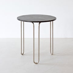 Modernist Round Center Table, Chrome Plated Tubular Steel, Ebonized Wood, 1930