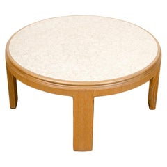 Modernist Round Cocktail Table with a Surface of Delicate Eggshell Fragments