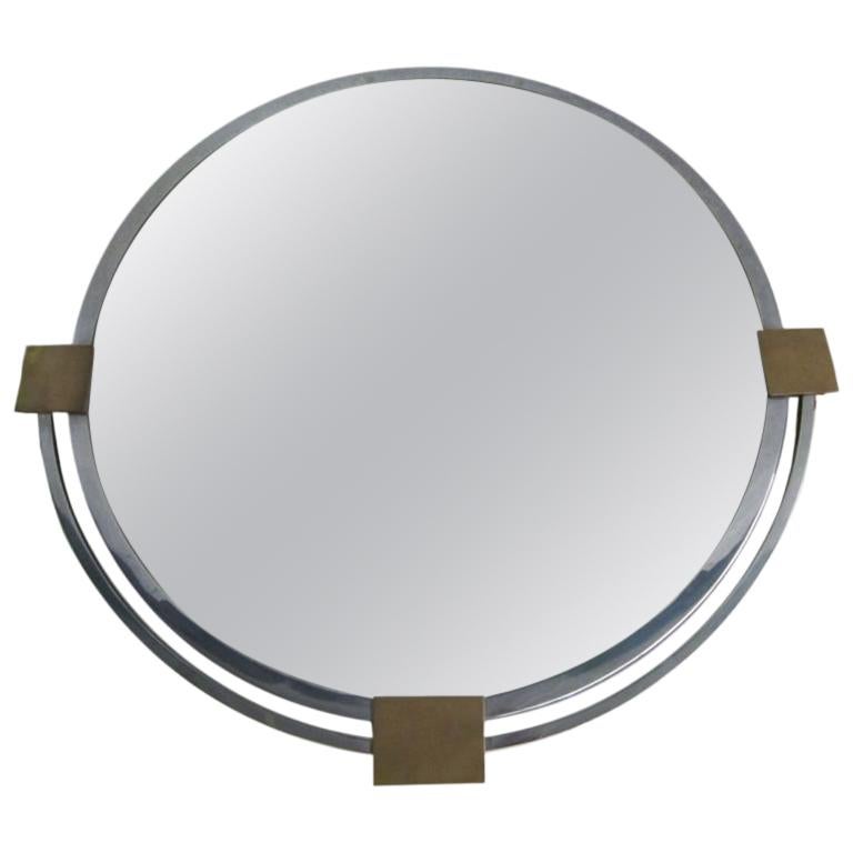 Modernist Round Mirror For Sale