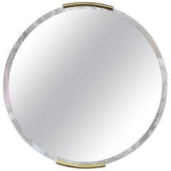 Miroir rond moderniste avec accents de bronze par Milo Baughman pour Thayer Coggin