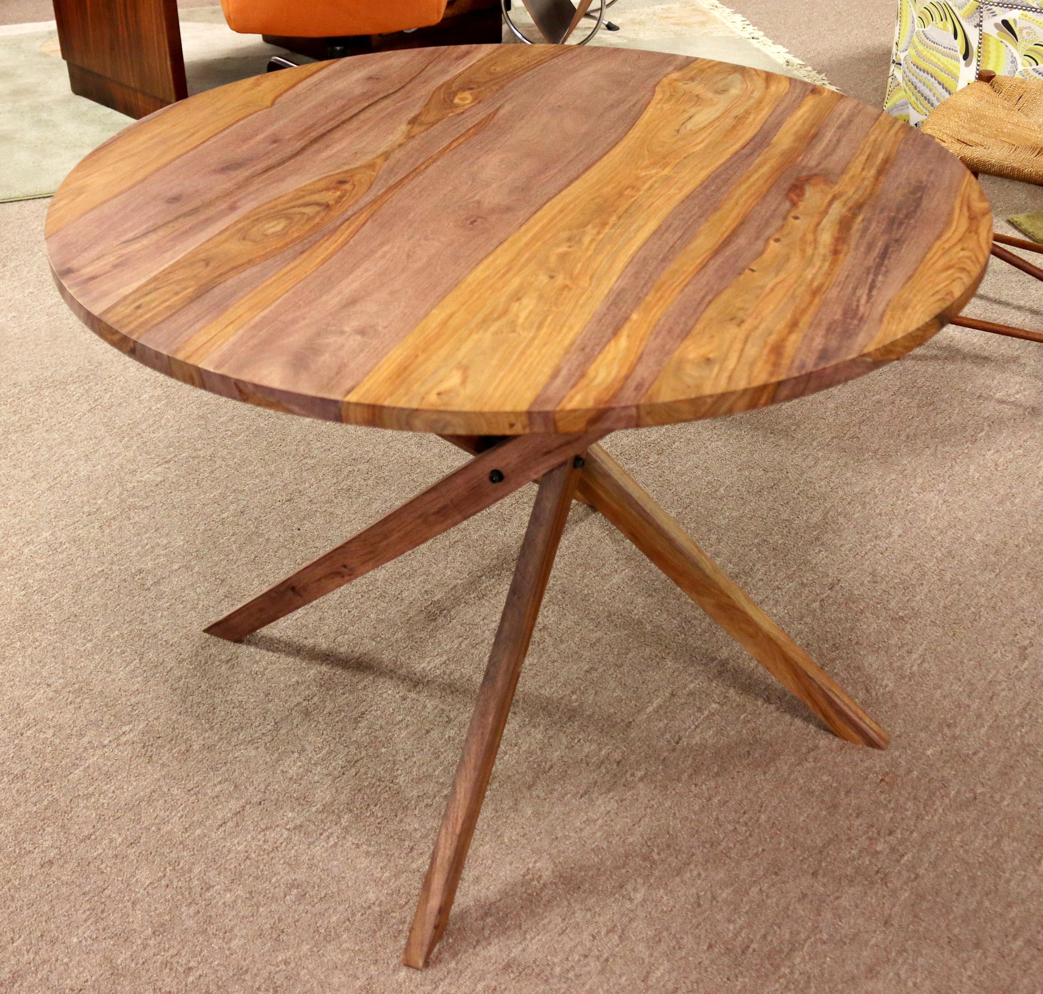 Modernist Round Wood Dinette Game Table w Jax Style Base 1