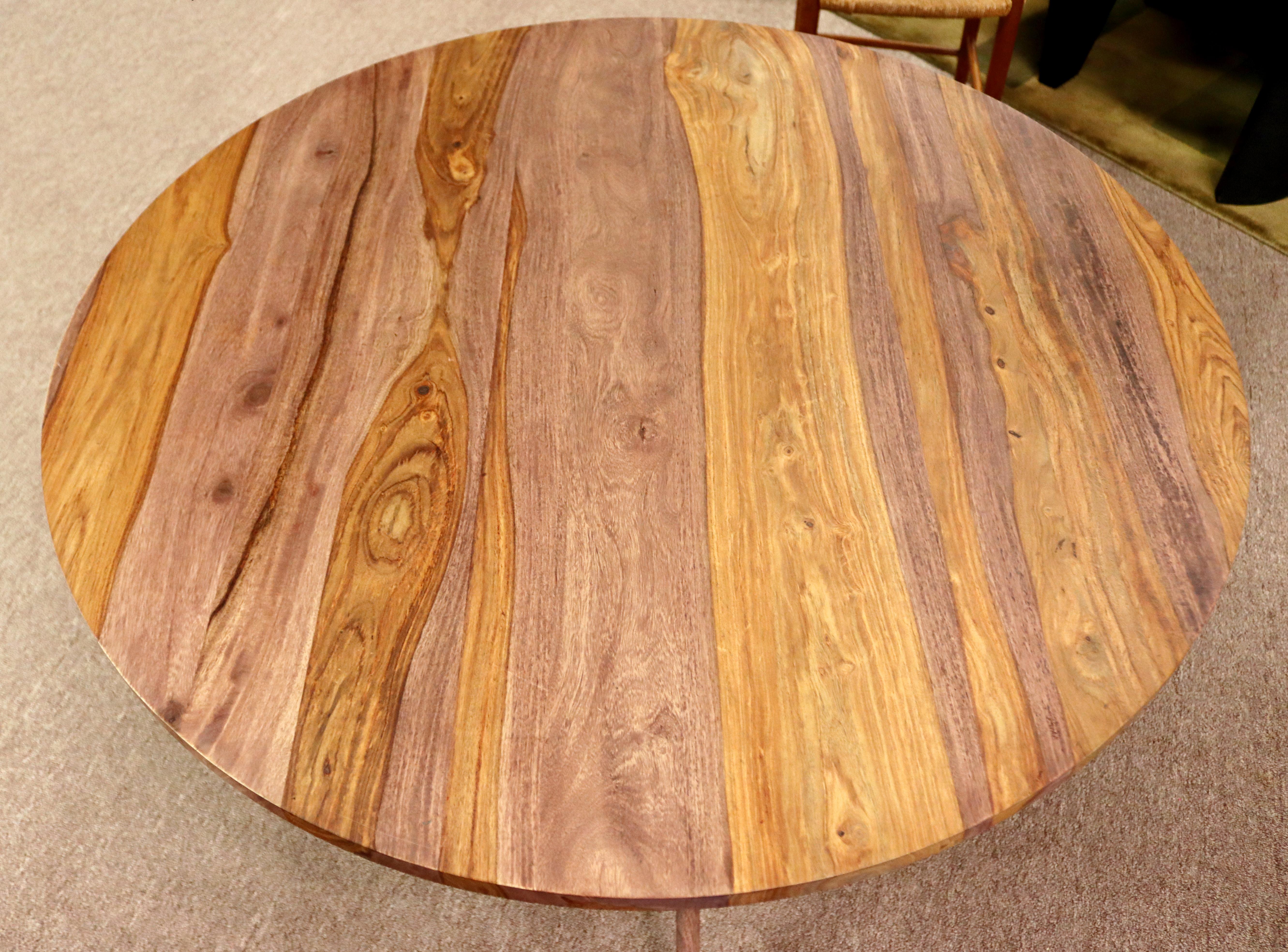 Modernist Round Wood Dinette Game Table w Jax Style Base 2