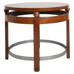 Mesa redonda modernista con pedestal de madera, década de 1930