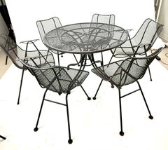 Modernist Russell Woodard Patio Set, 6 chairs with table
