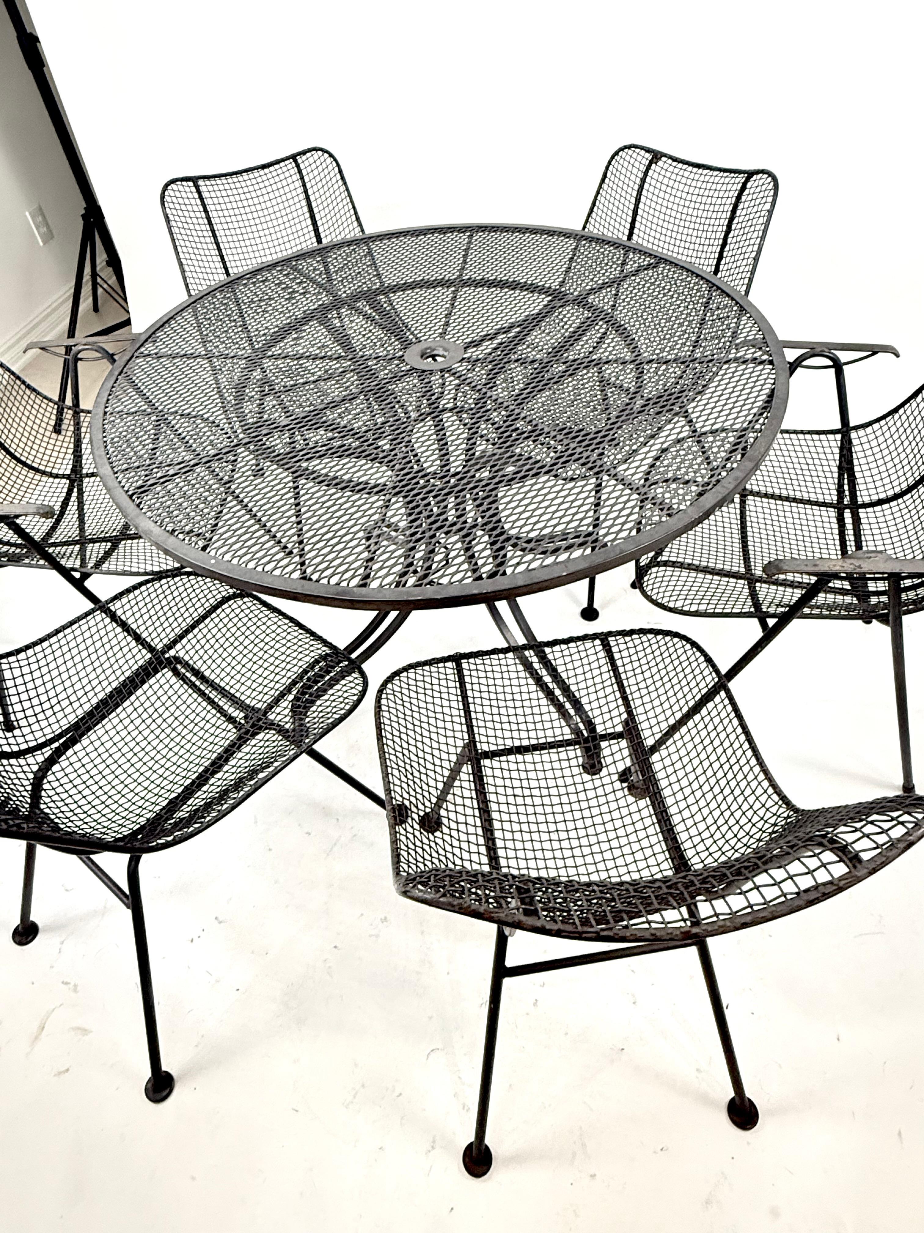 Mid-Century Modern Modernist Russell Woodard Patio Set, 6 chairs with table For Sale