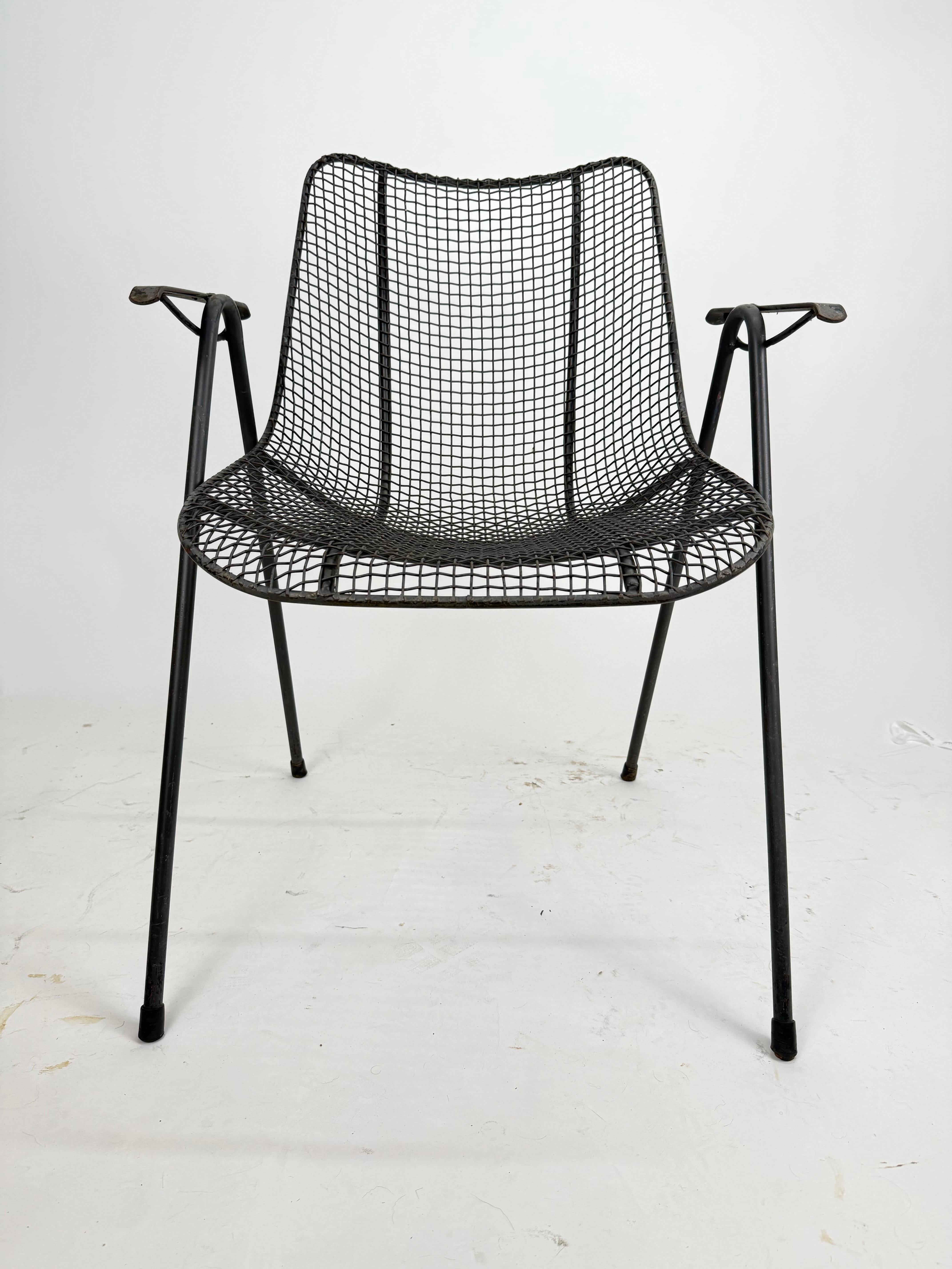 Modernist Russell Woodard Patio Set, 6 chairs with table In Good Condition For Sale In Dallas, TX