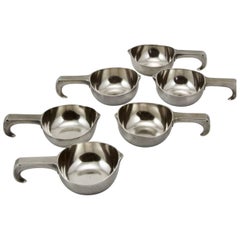 Modernist Russian Sterling Silver Set of Six Kovschis from Peterburg
