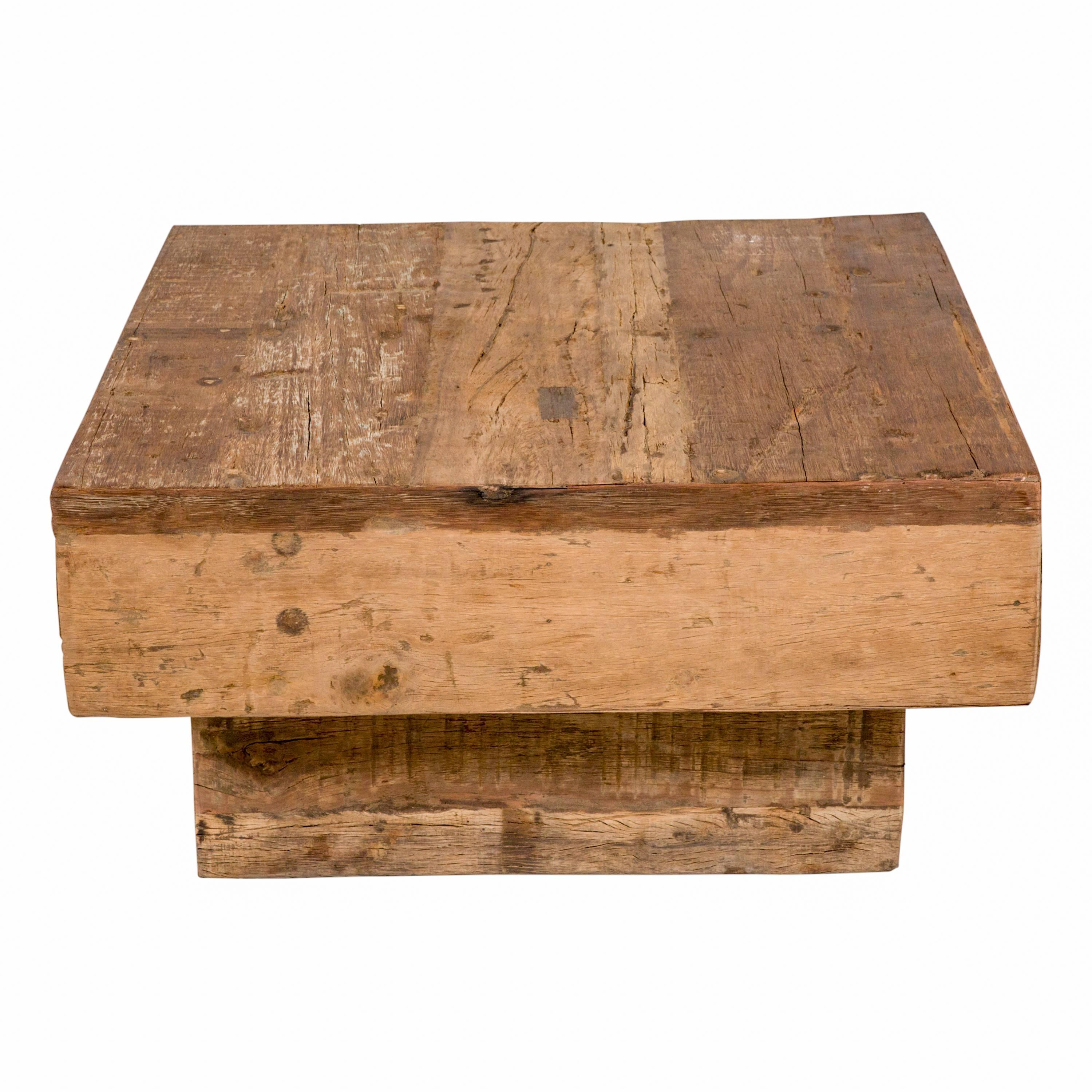 Modernist Rustic Coffee Table, Elm