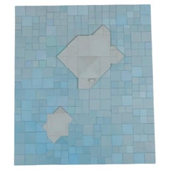 Modernist Rut Bryk Ceramic Wall Relief in White and Blue, Arabia c. 1980s