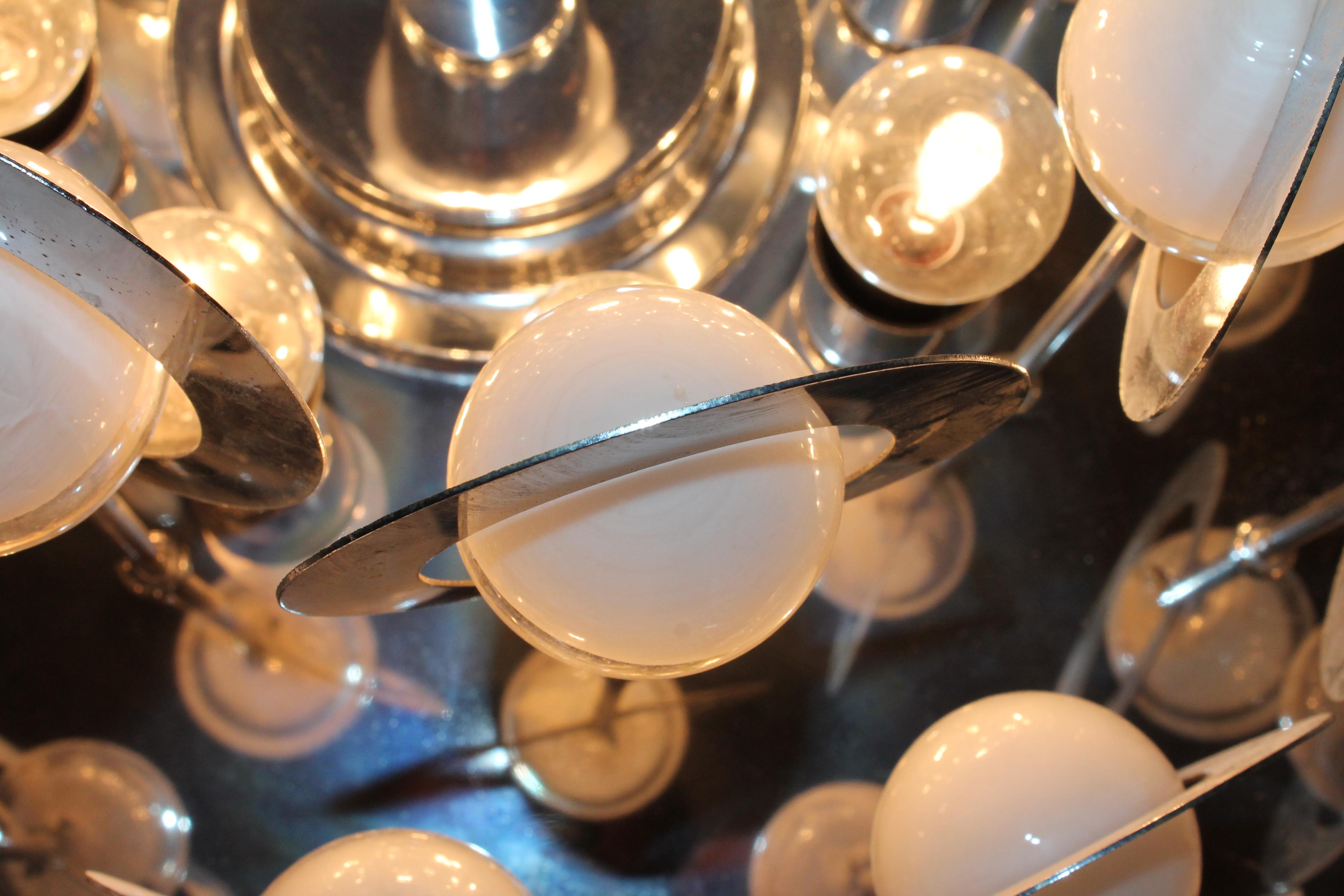 Modernist Saturn Chandelier 1970s Murano Glass Balls Vistosi For Sale 7