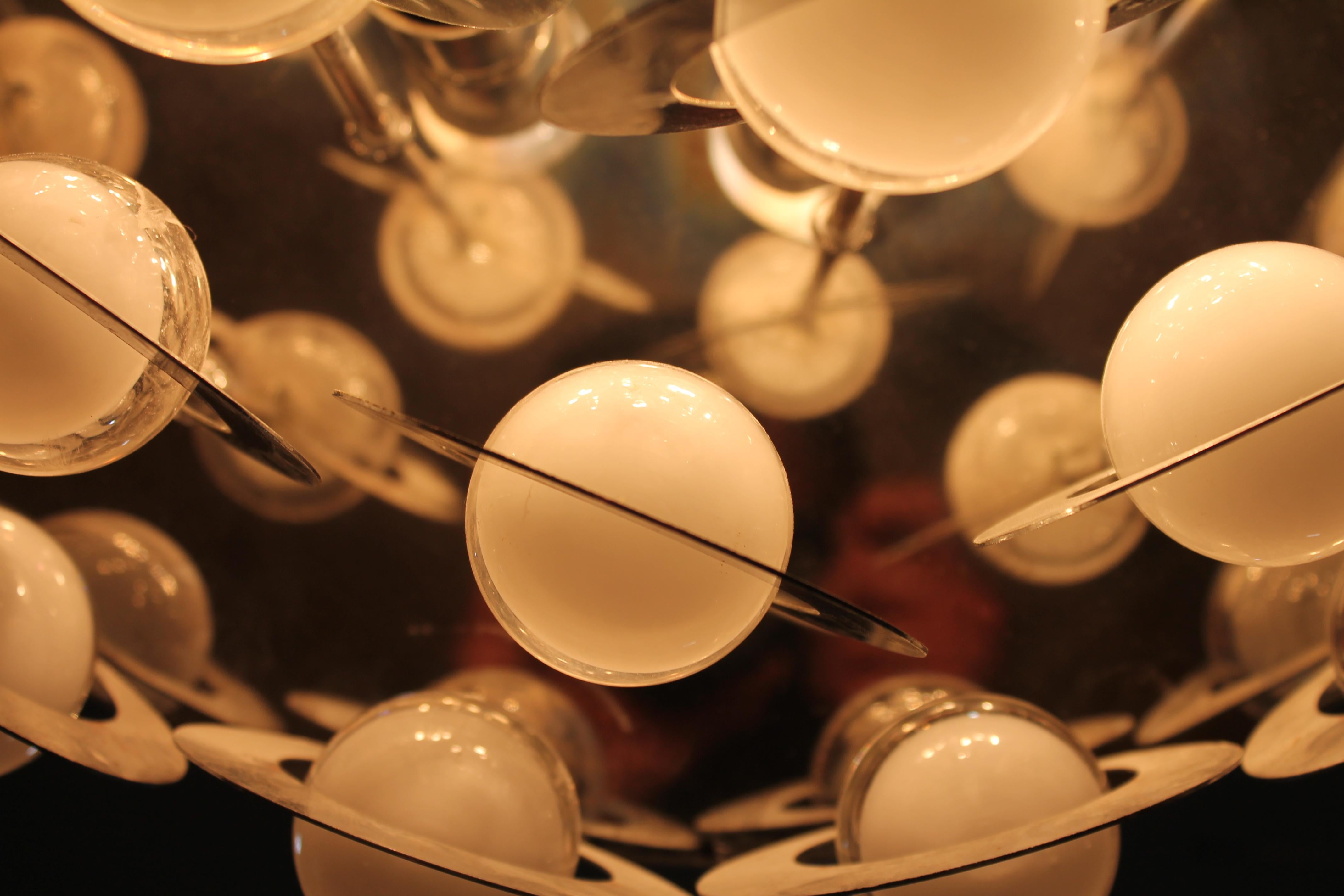 Modernist Saturn Chandelier 1970s Murano Glass Balls Vistosi For Sale 8