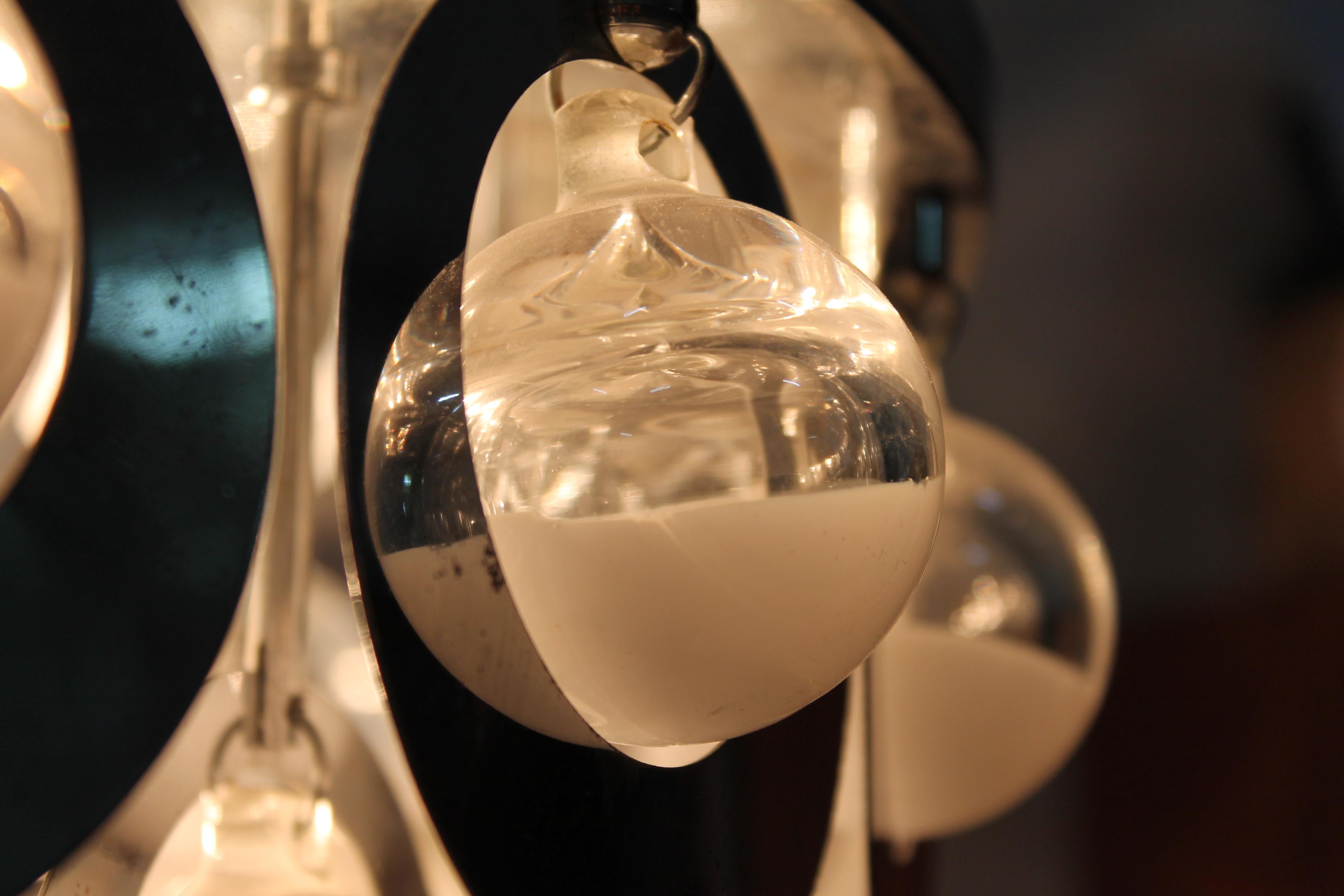 Modernist Saturn Chandelier 1970s Murano Glass Balls Vistosi For Sale 2