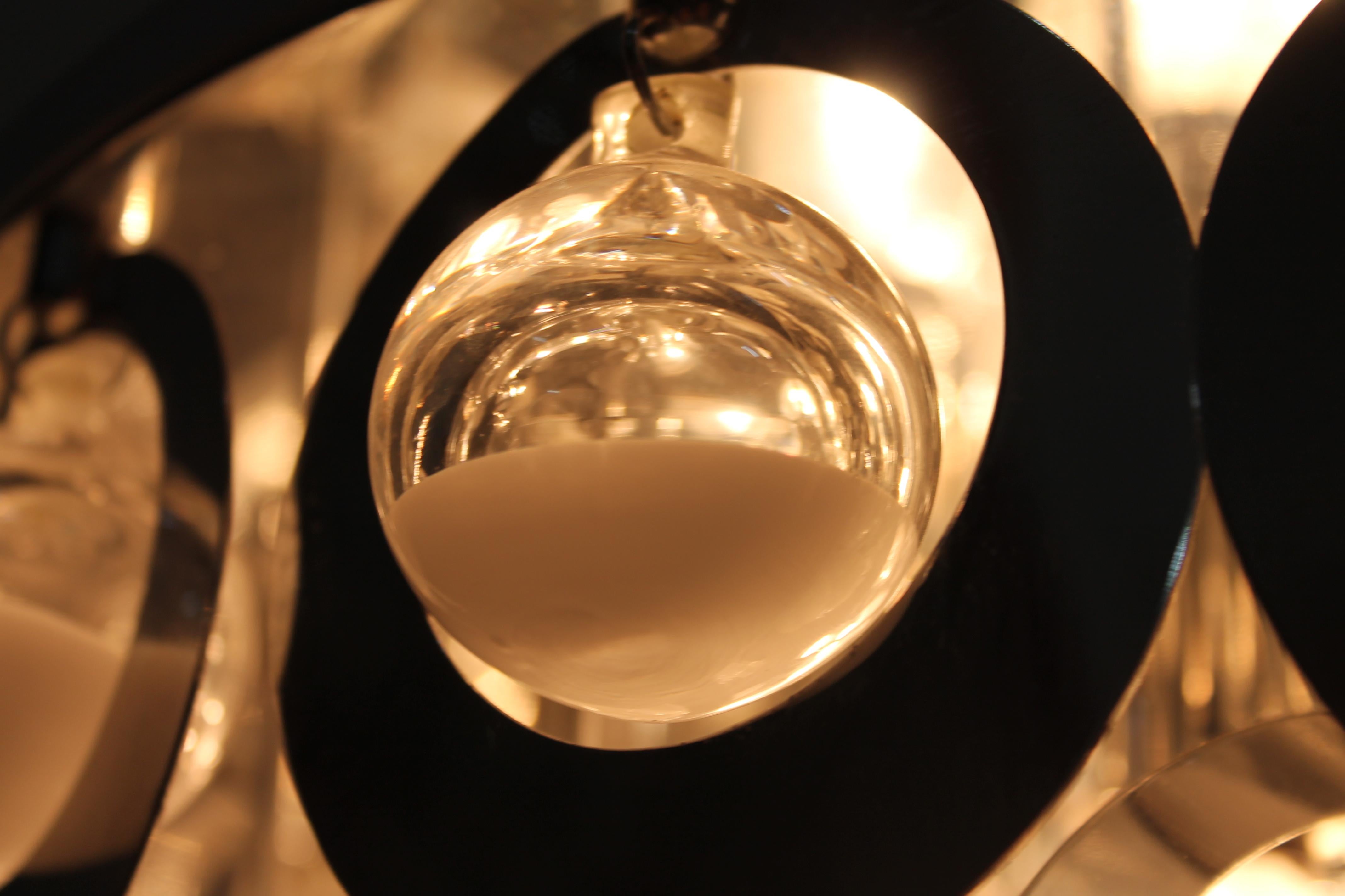 Modernist Saturn Chandelier 1970s Murano Glass Balls Vistosi For Sale 3