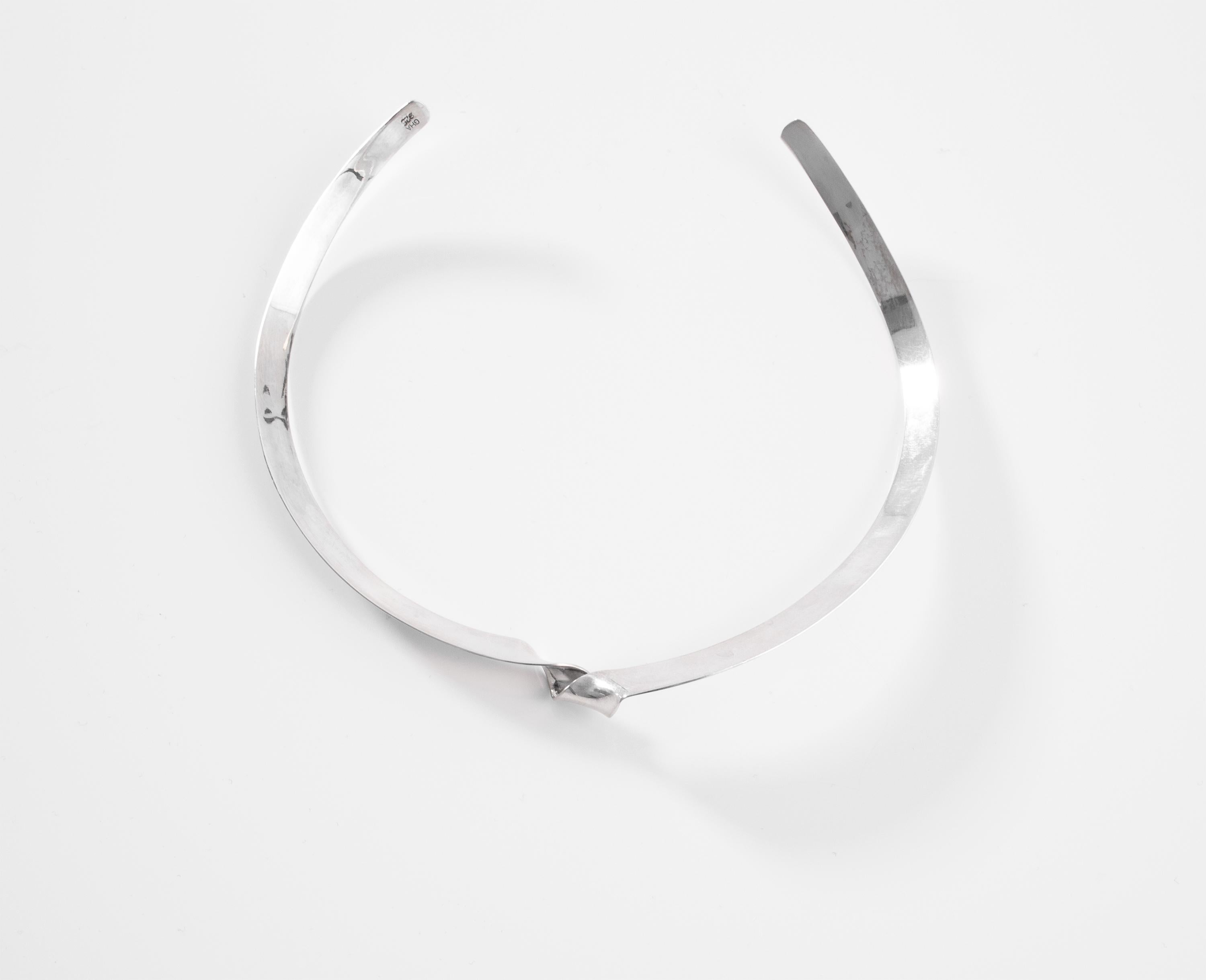 Women's Modernist Scandinavian 1960s Silver Choker Necklace For Sale