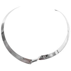 Modernist Scandinavian 1960s Silver Choker Necklace