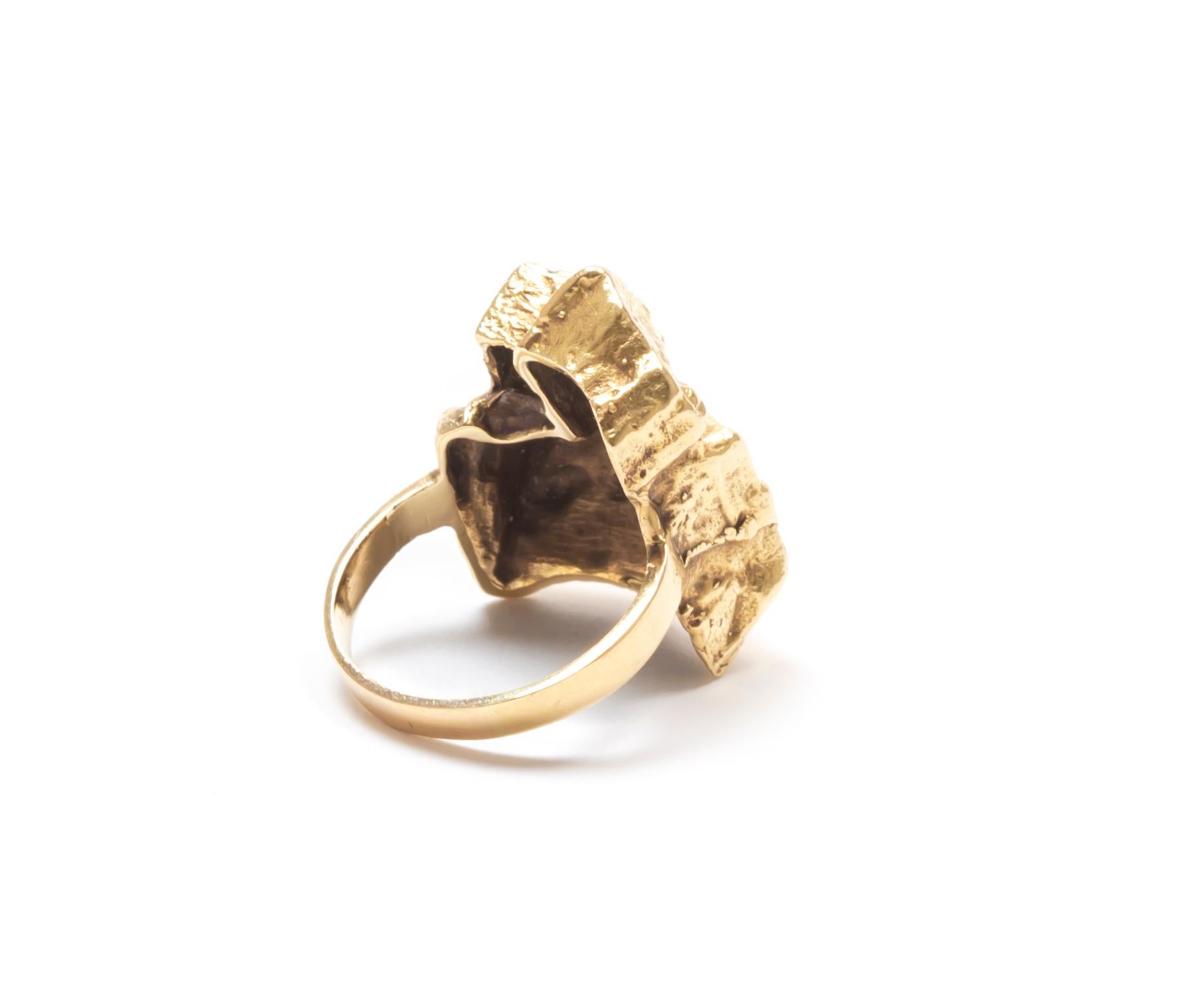 Modernist Scandinavian 1970s Yellow Gold Ring In Good Condition For Sale In Oslo, NO