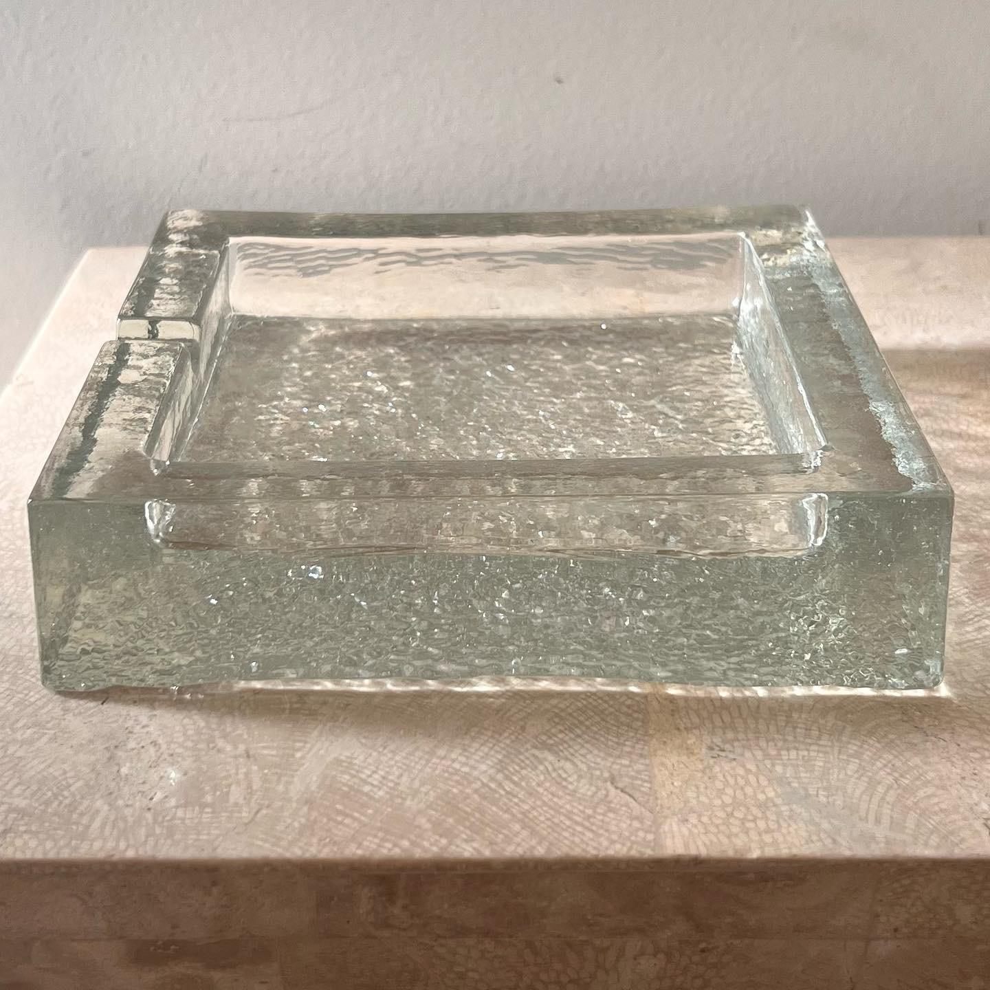 Modernist Scandinavian ice glass ashtray by Iittala, Finland mid 20th c 3