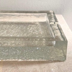 Modernist Scandinavian ice glass ashtray by Iittala, Finland mid 20th c