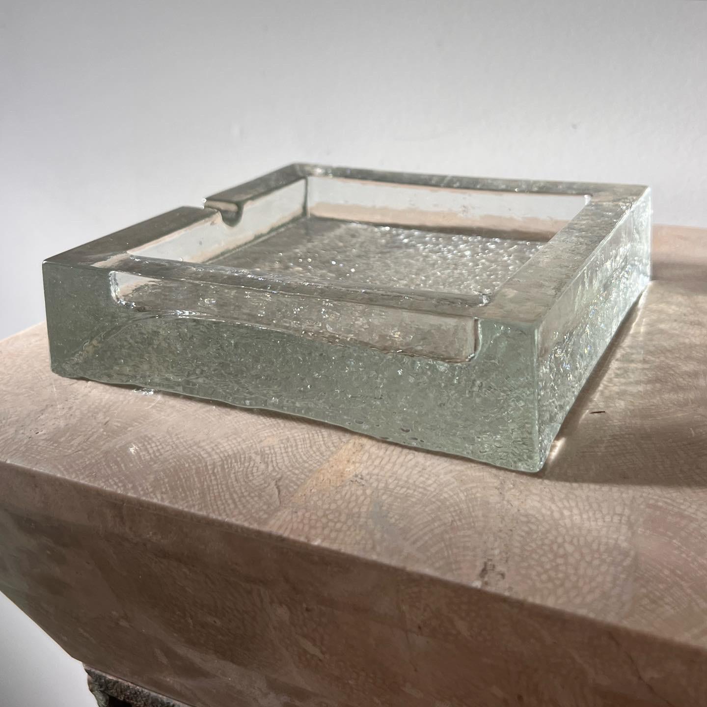 Mid-Century Modern Modernist Scandinavian ice glass ashtray by Iittala, Finland mid 20th c