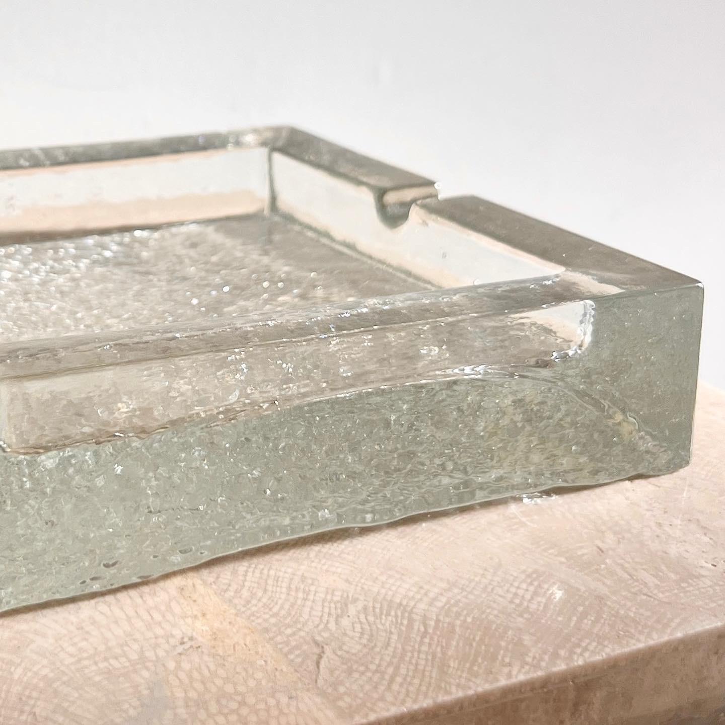 Finnish Modernist Scandinavian ice glass ashtray by Iittala, Finland mid 20th c