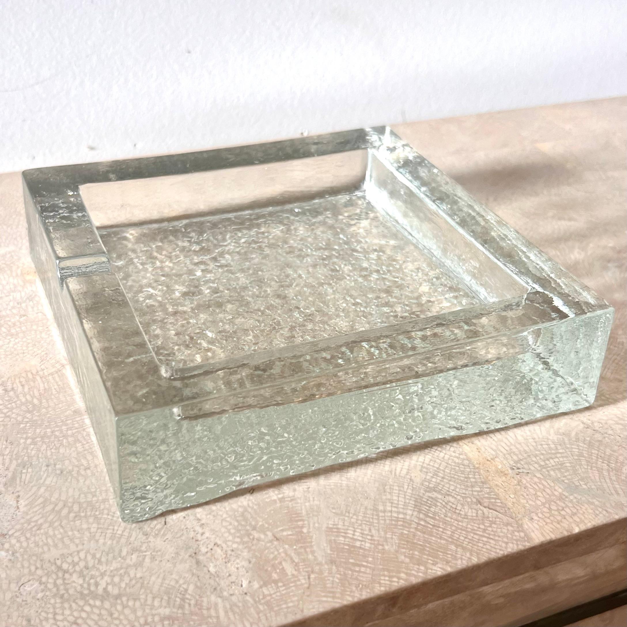 Modernist Scandinavian ice glass ashtray by Iittala, Finland mid 20th c