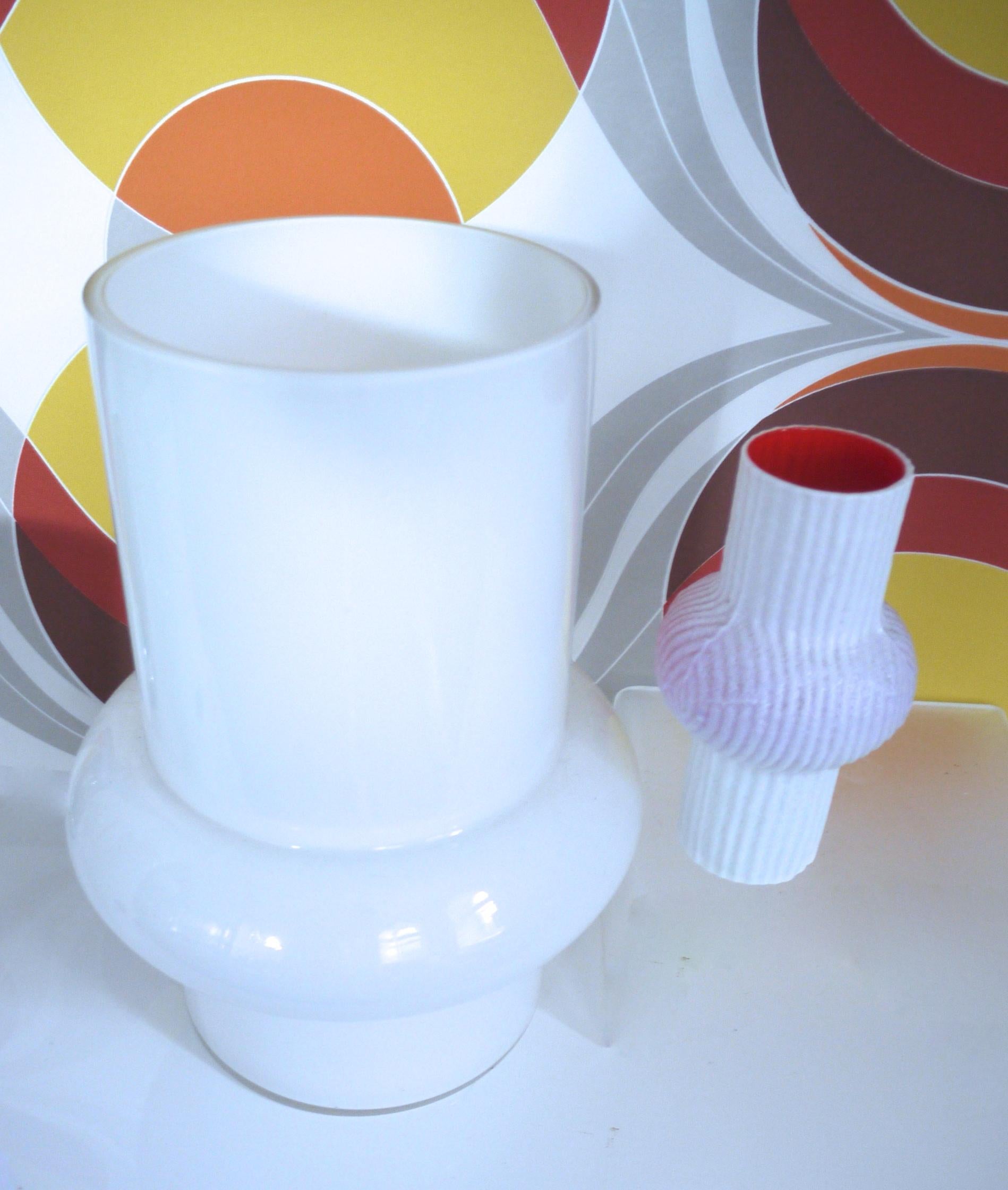 Italian Modernist Scandinavian/Murano Space Age White Glass Vases from Late 1950s-1960s For Sale