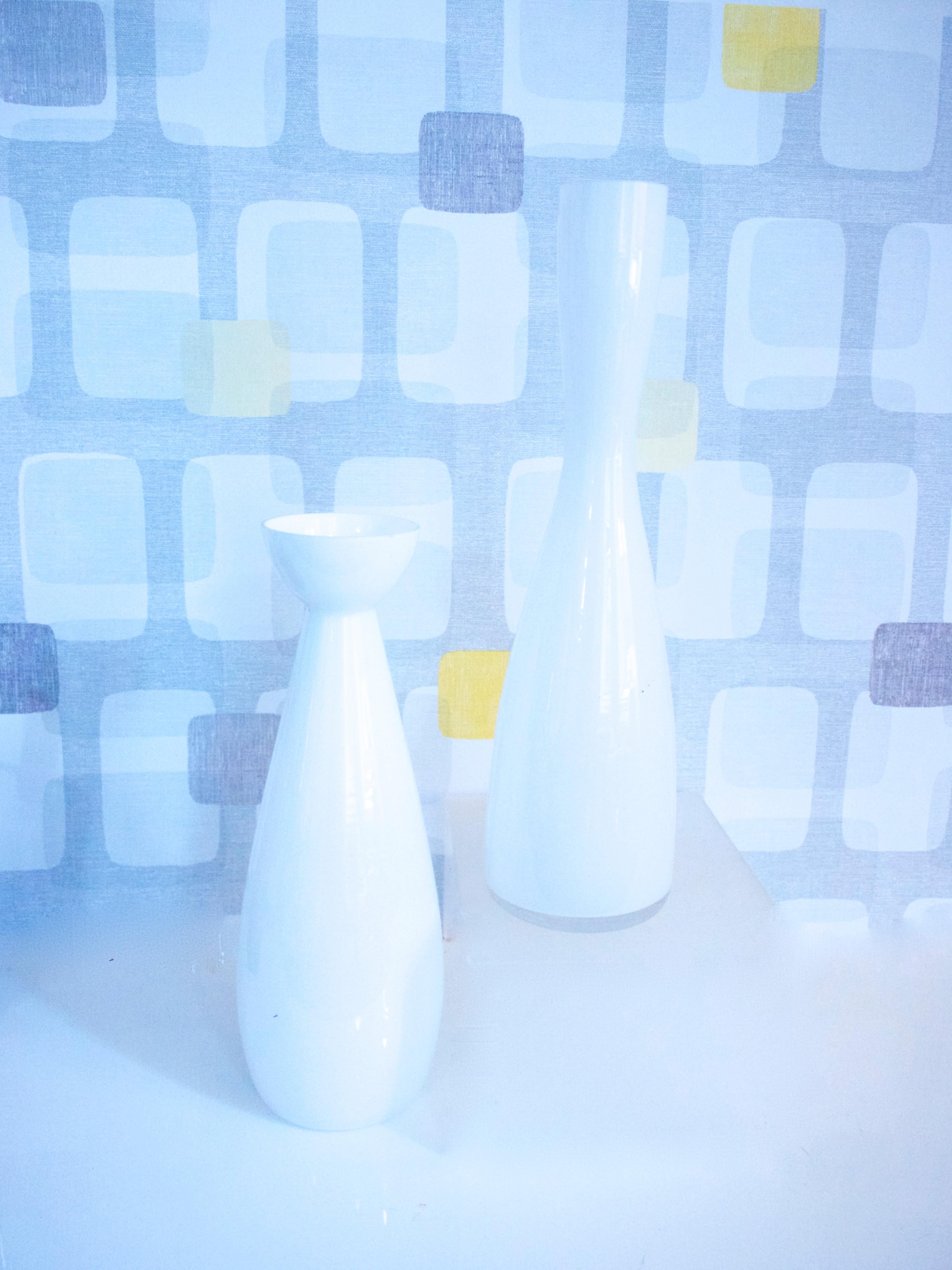 Modernist Scandinavian/Murano Space Age White Glass Vases from Late 1950s-1960s For Sale 2