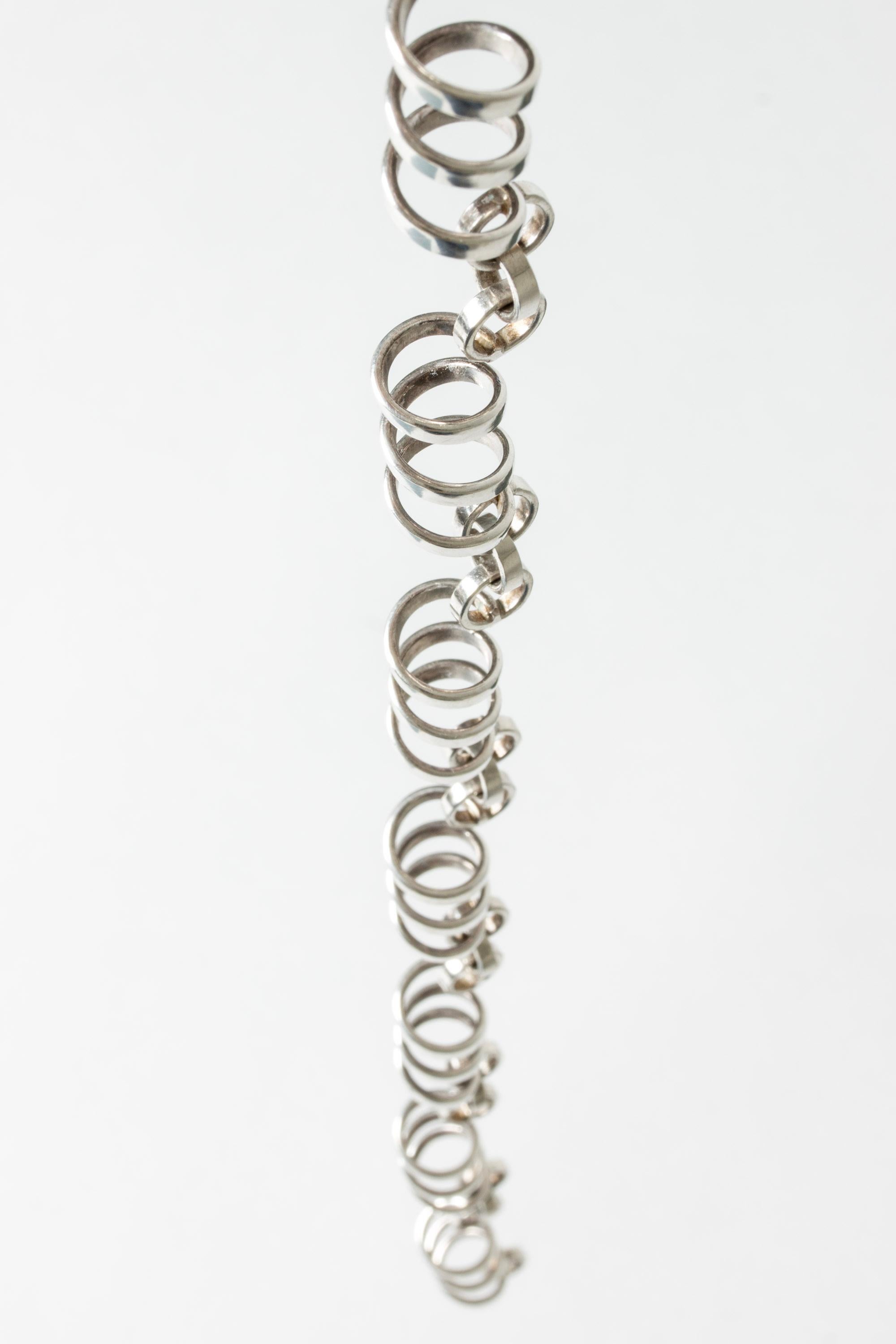 Modernistischer skandinavischer Silber collier der Moderne von Cecilia Johansson, Schweden, 1970 Damen