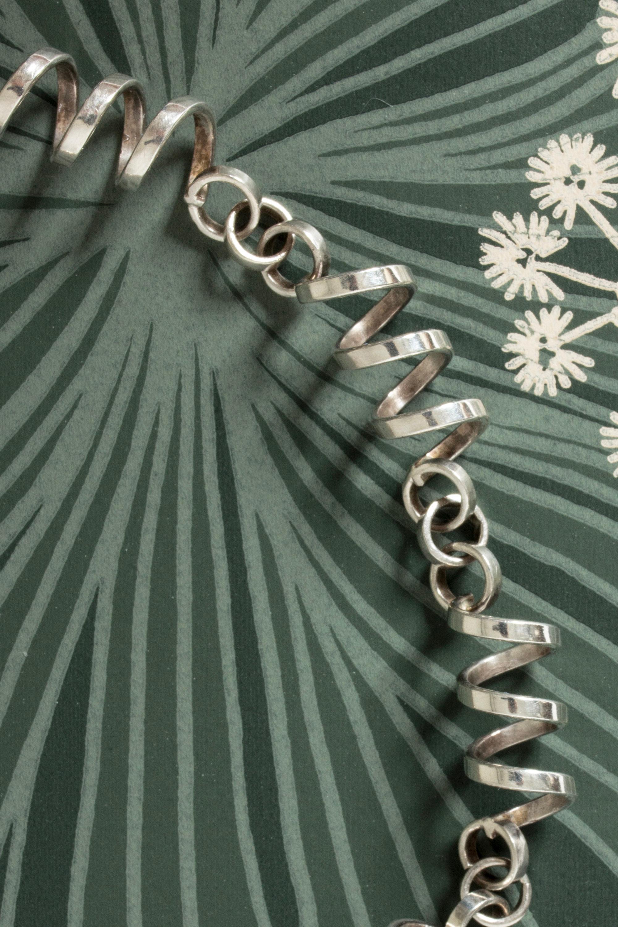 Modernistischer skandinavischer Silber collier der Moderne von Cecilia Johansson, Schweden, 1970 1