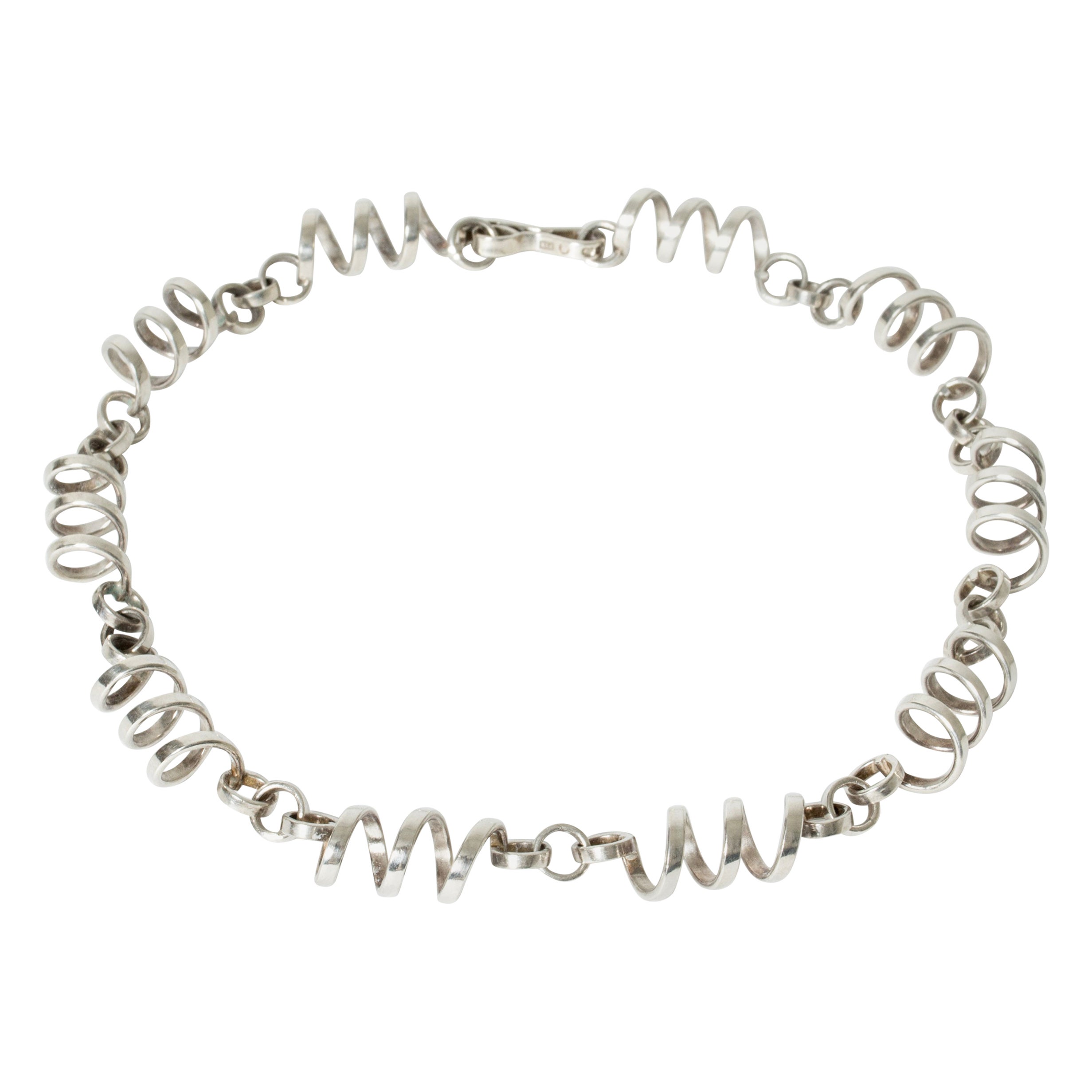 Modernistischer skandinavischer Silber collier der Moderne von Cecilia Johansson, Schweden, 1970