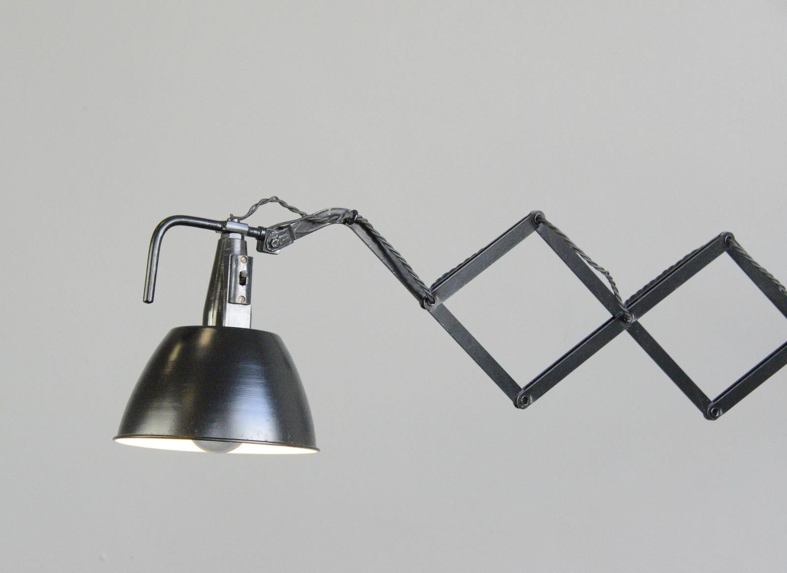 Steel Modernist Scissor Lamp by Wilhelm Bader, Circa 1930s